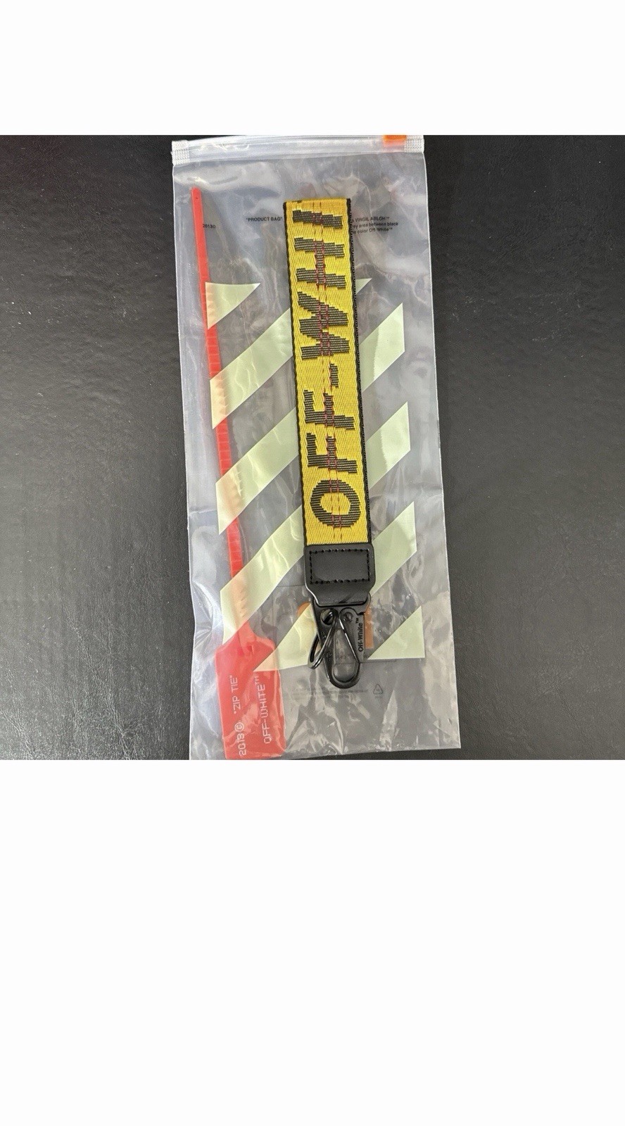 Off-White Yellow Black Red Key Chain Logo Strap Red Tag Men Fabric Metal Plastic