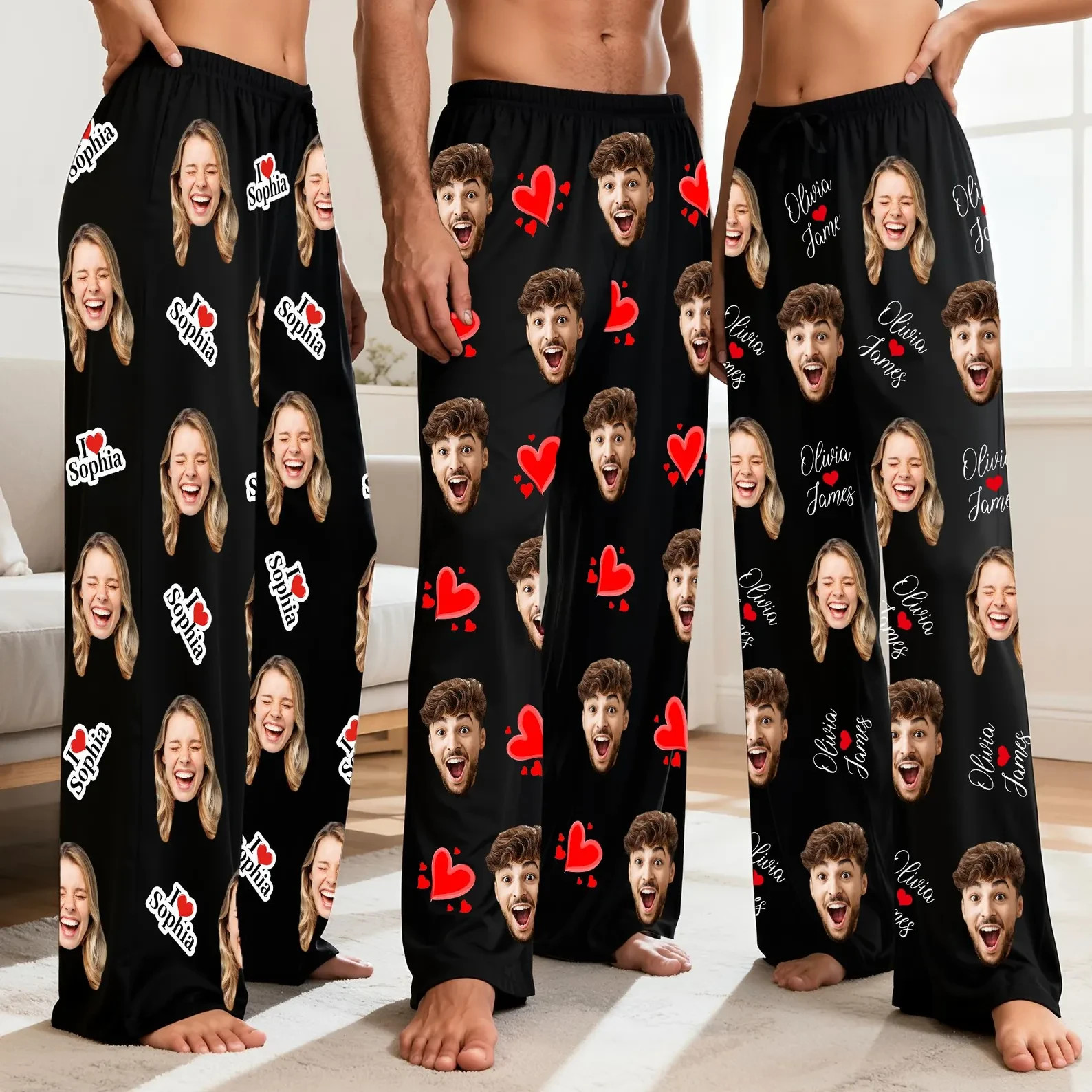 Custom Face Pajama Pants, Personalized Photo Gift for Him, Her & Couples