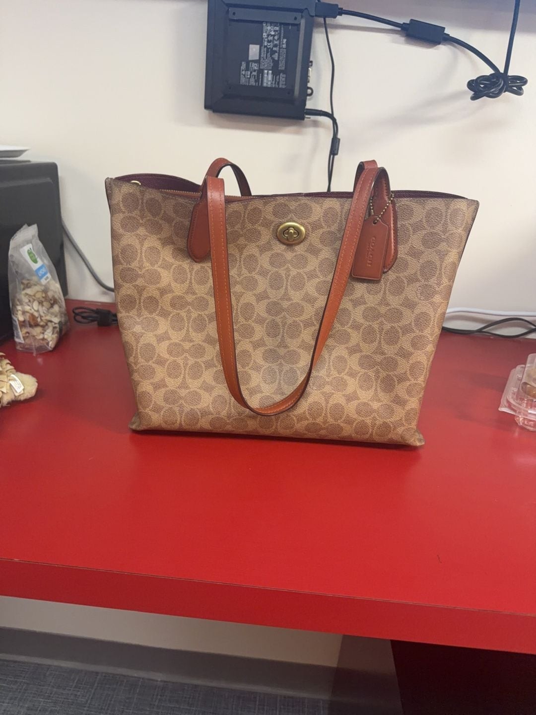 Coach Signature Coated Canvas Turnlock Tote Bag