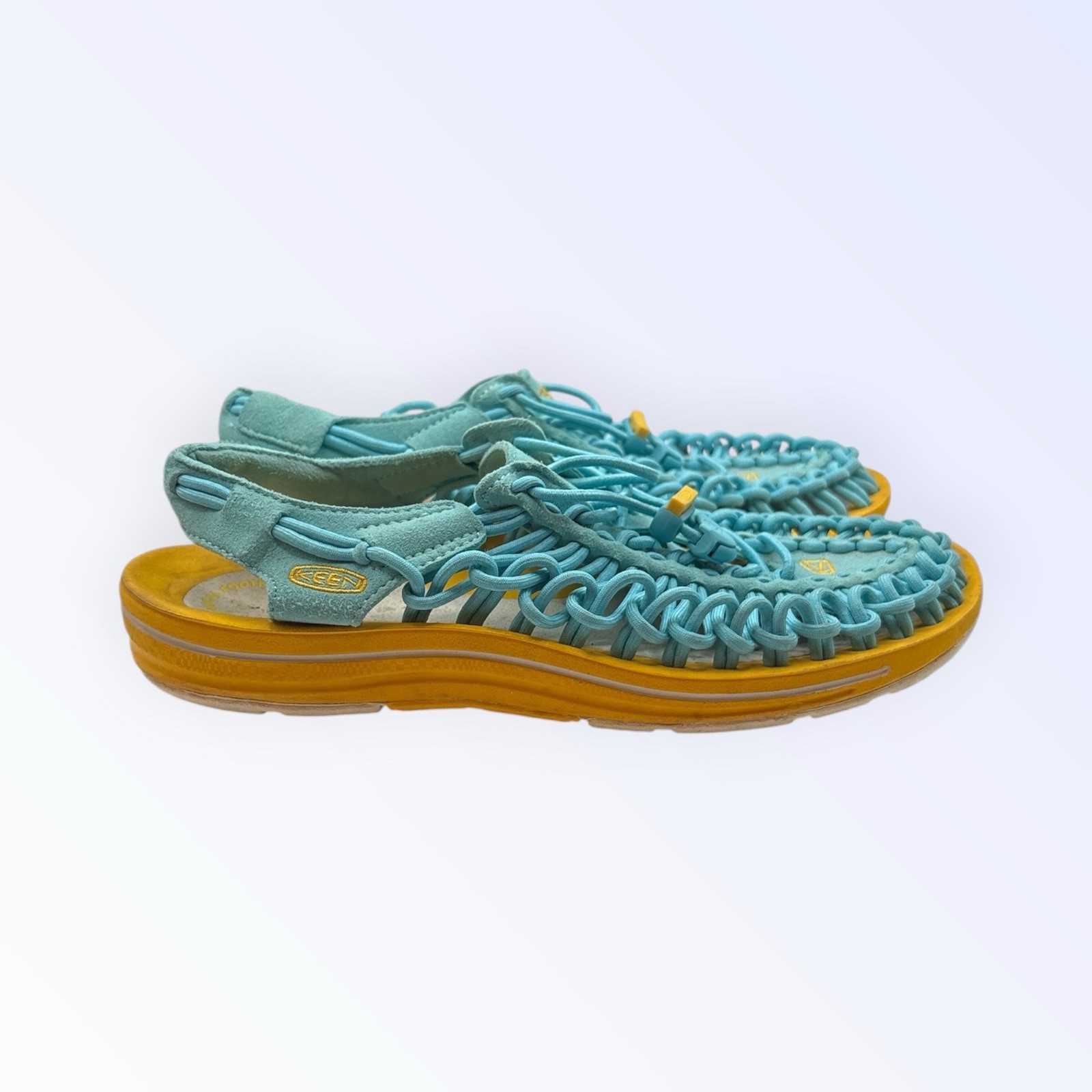 KEEN Uneek Women 7.5 Sandal Water Shoe Aqua Teal Blue Cord Strappy