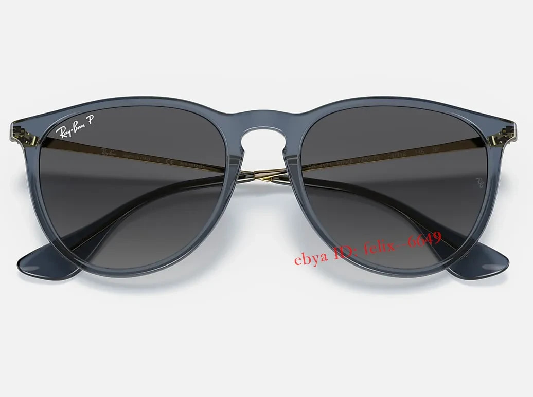 *New* Ray-Ban Erika RB4171 6592/T3 Polarized Sunglasses Blue Frame Grey UV Lens