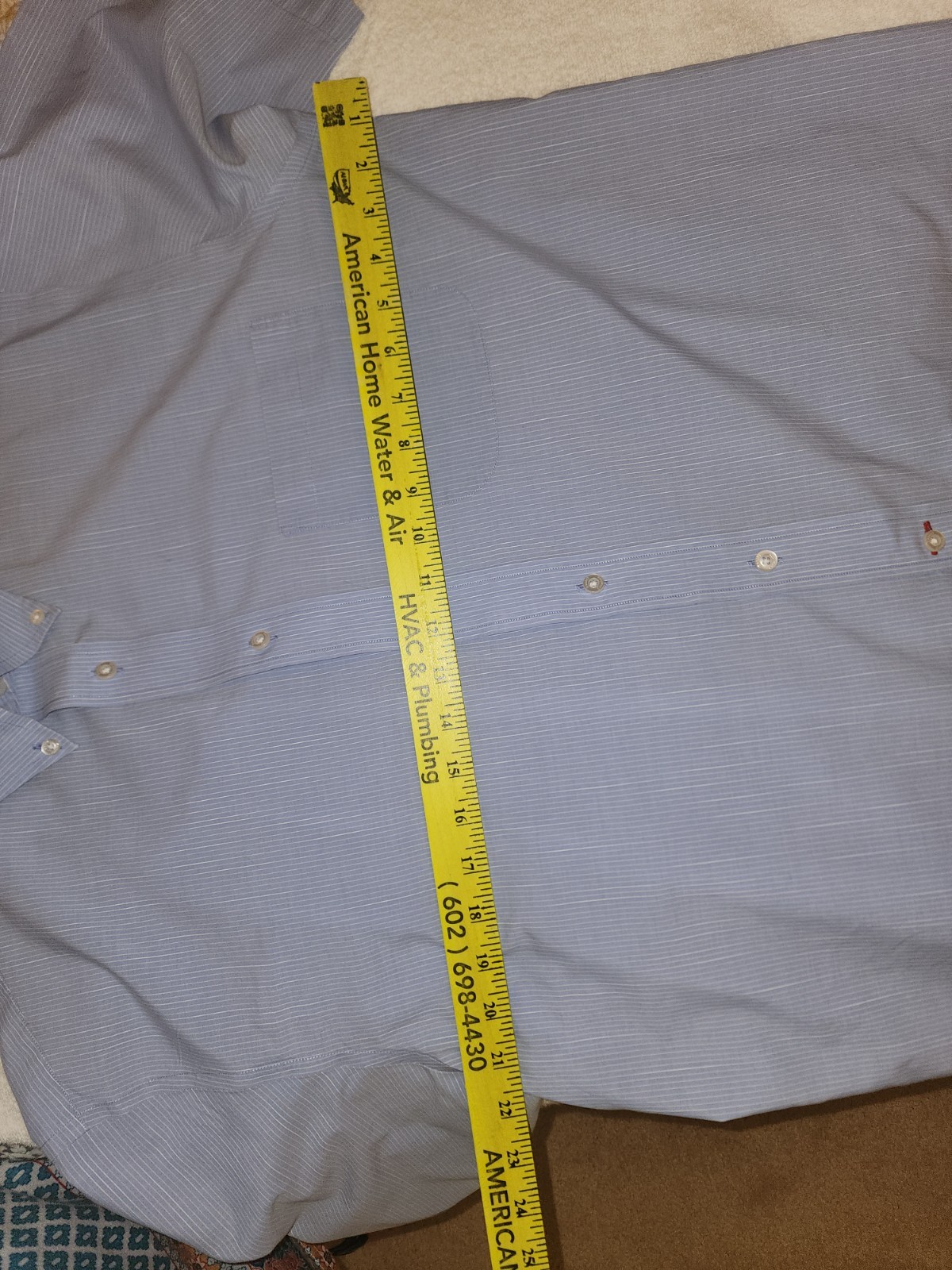 Daniel Cremieux Men’s Short Sleeve Shirt L – Blue w/White Pin Stripe-Button Coll