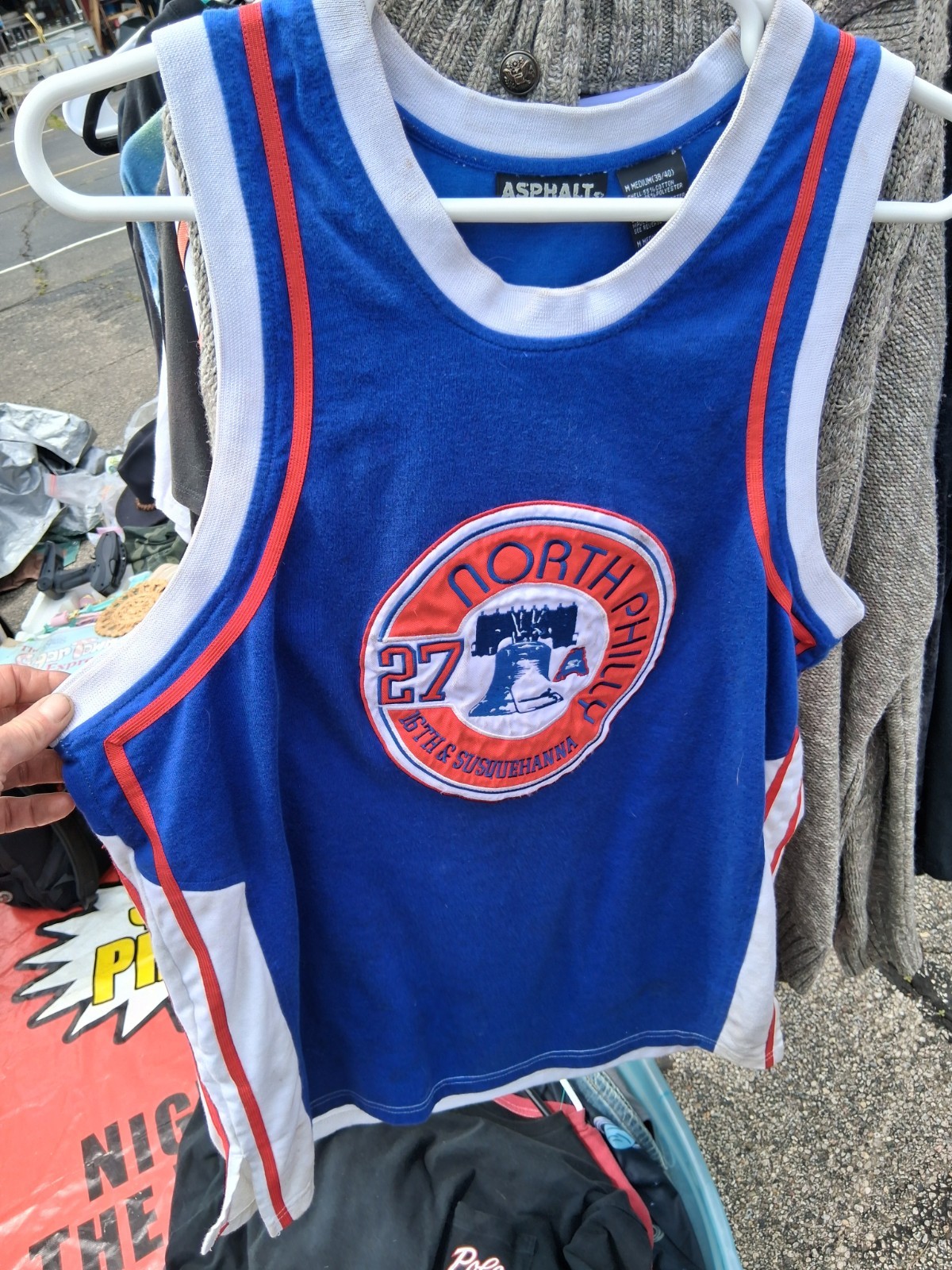 Asphalt Legend Men’s M Basketball Jersey Tank #27 Blue/White/Red Colorblock XL