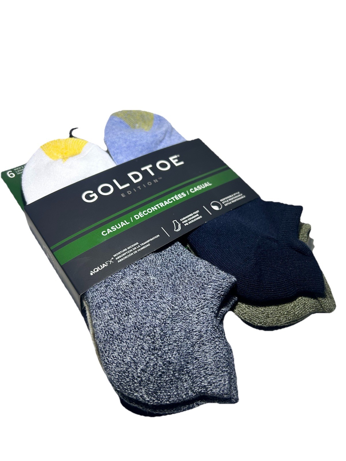 Goldtoe Edition Men Cushioned Reinforced Toe Multicolor No-Show Socks Sizes 6-12
