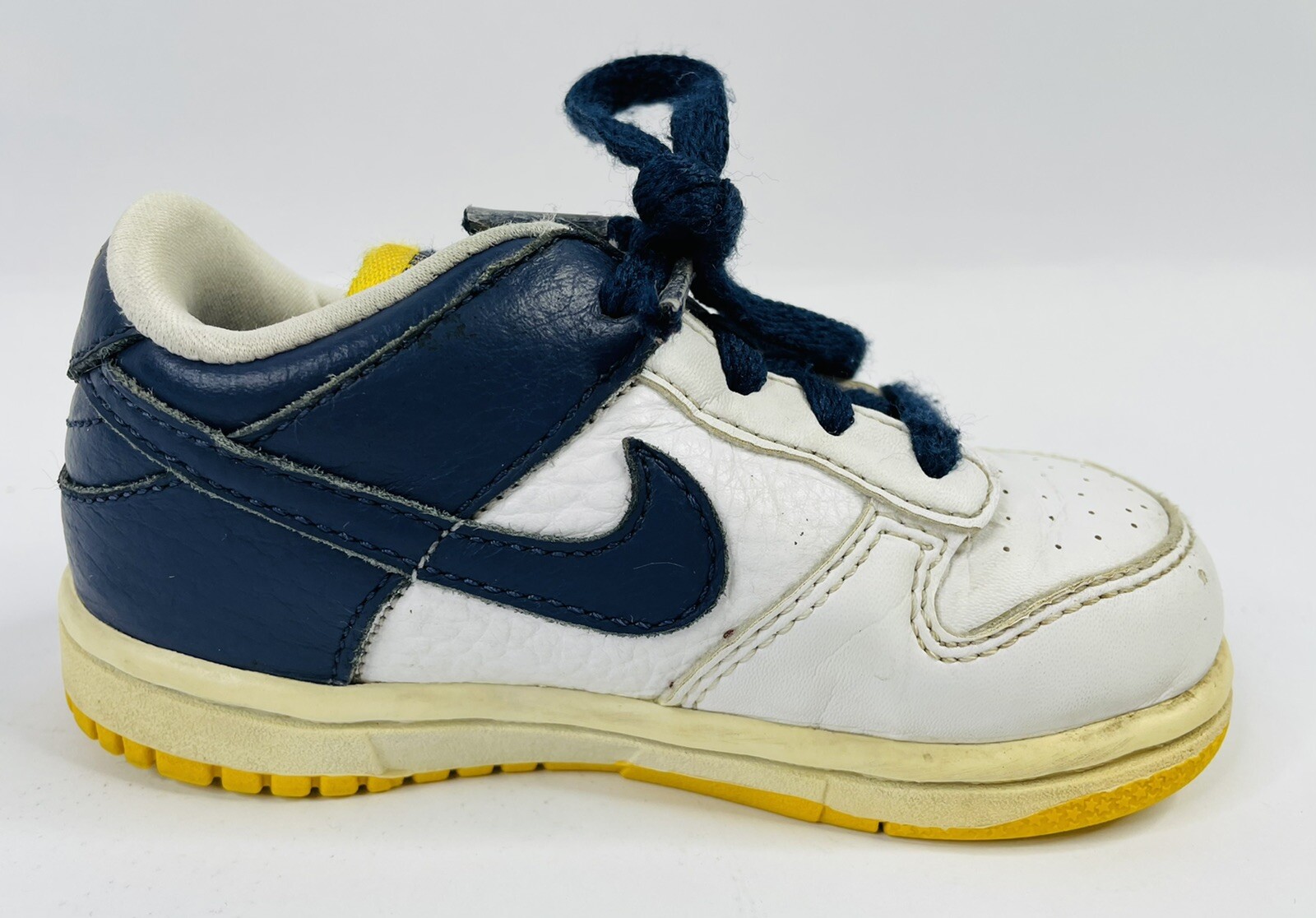 Vintage 2007 Nike Dunk Low Toddler 7C Navy White Yellow 316610-145 Rare Used