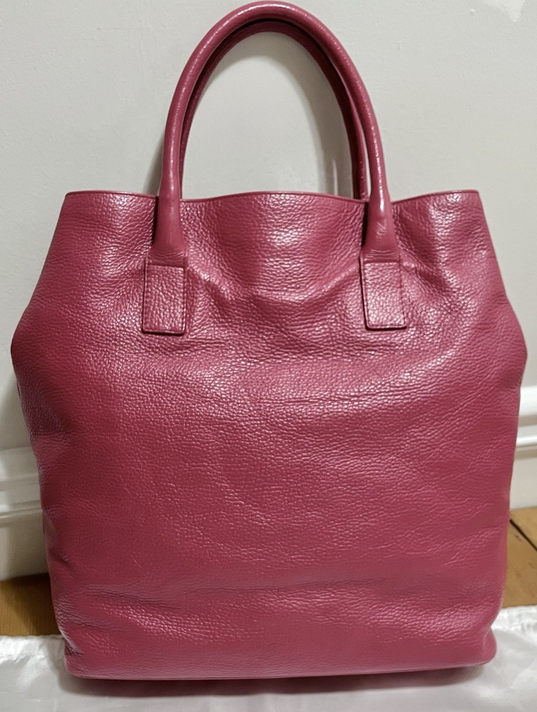 FURLA Appaloosa Bag Raspberry/Dark Pink Pebbled Leather 14×12.5×5.5” Large EUC