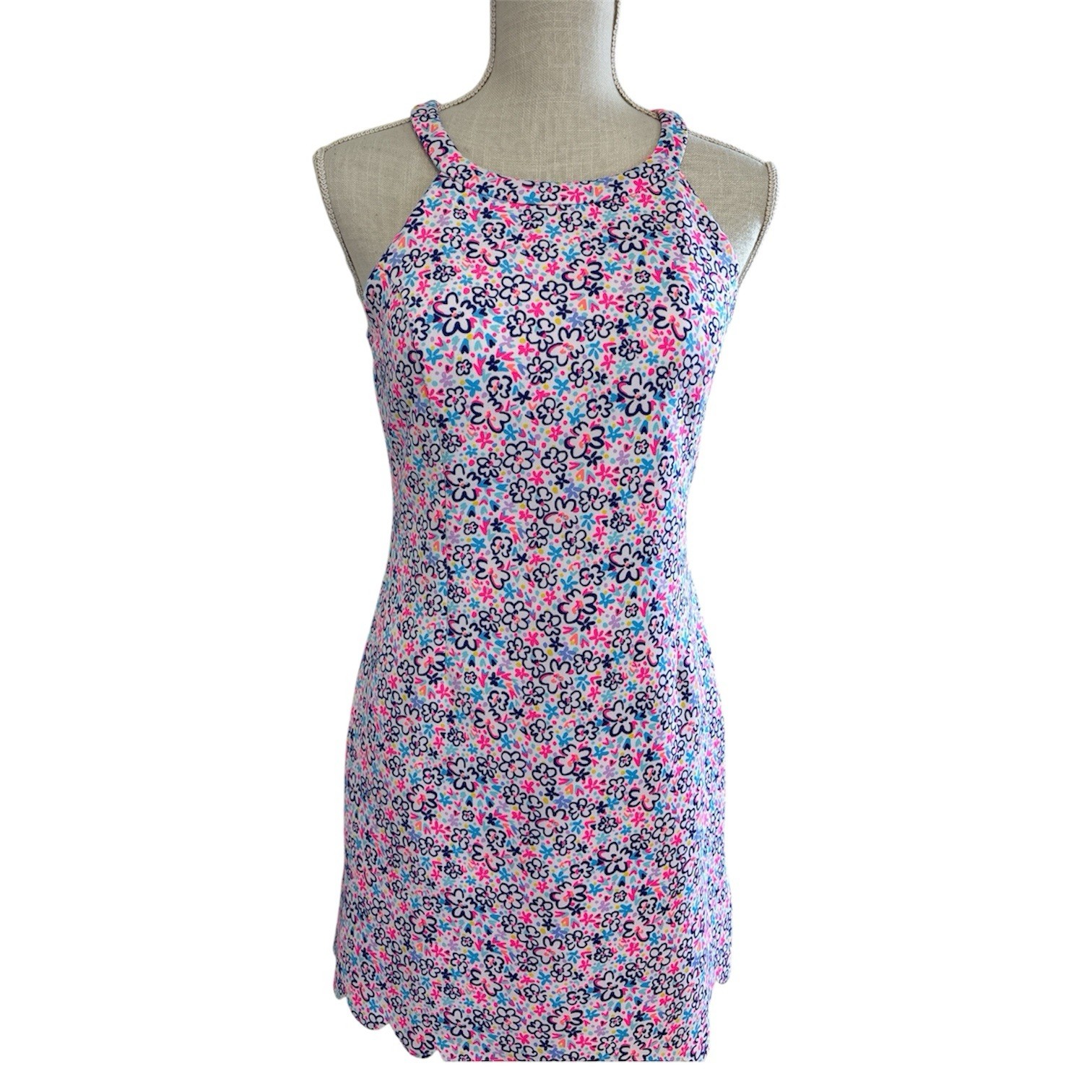 Lilly Pulitzer Girls Floral Halter Sheath Dress in Pink & BlueSz/16 Woman/S