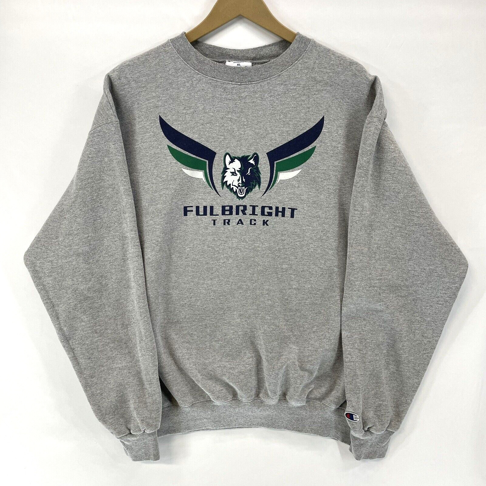 Champion Eco Men’s Relaxed Sweatshirt Fulbright Track Wolves Sports Gray Size XL