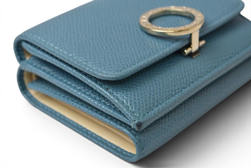 Bulgari Wallet Authentic Bulgari Bulgari Compact Wallet Turquoise Blue Leather