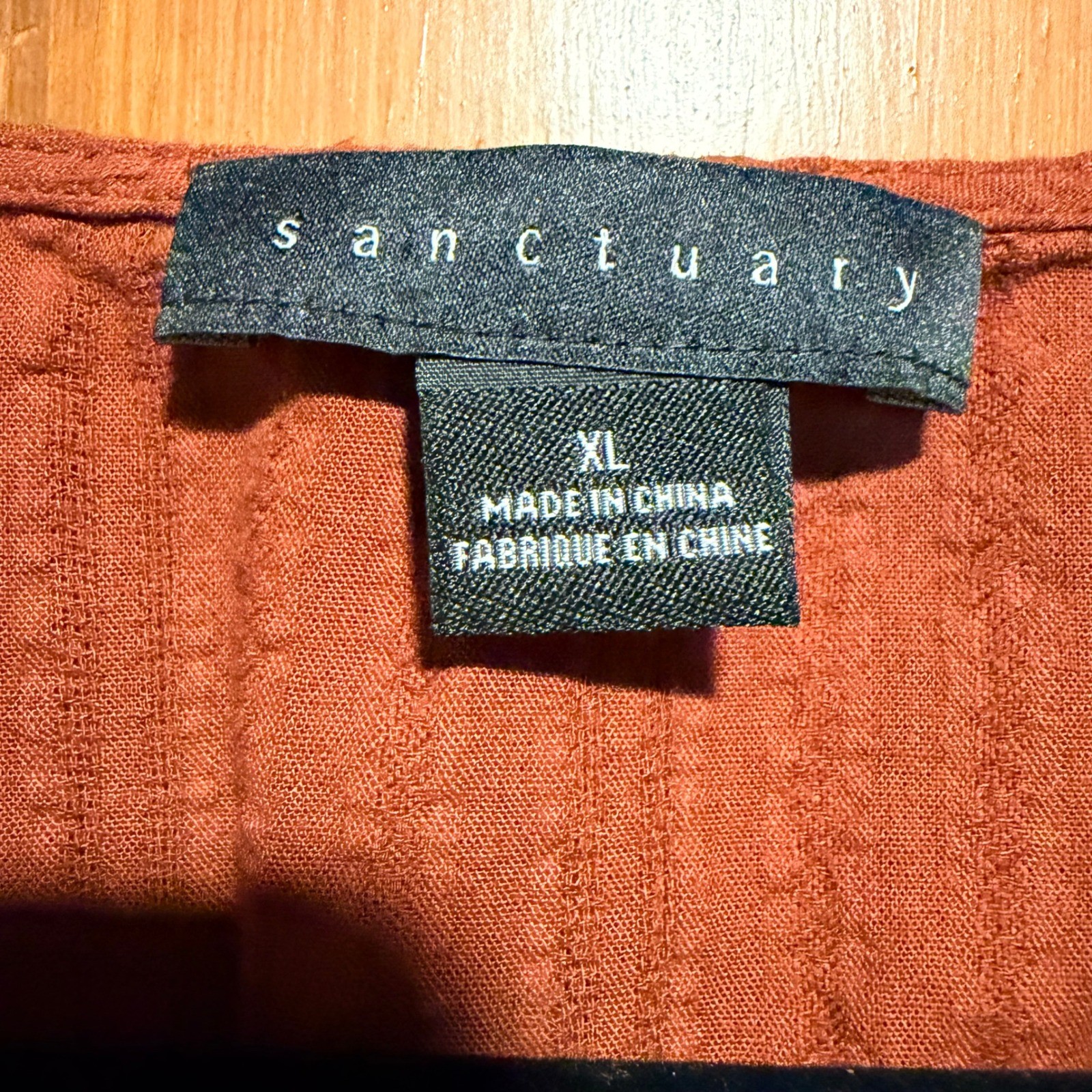 Sanctuary Anthropology Womens XL Burnt Orange Cotton Smocked Waist Peplum Top