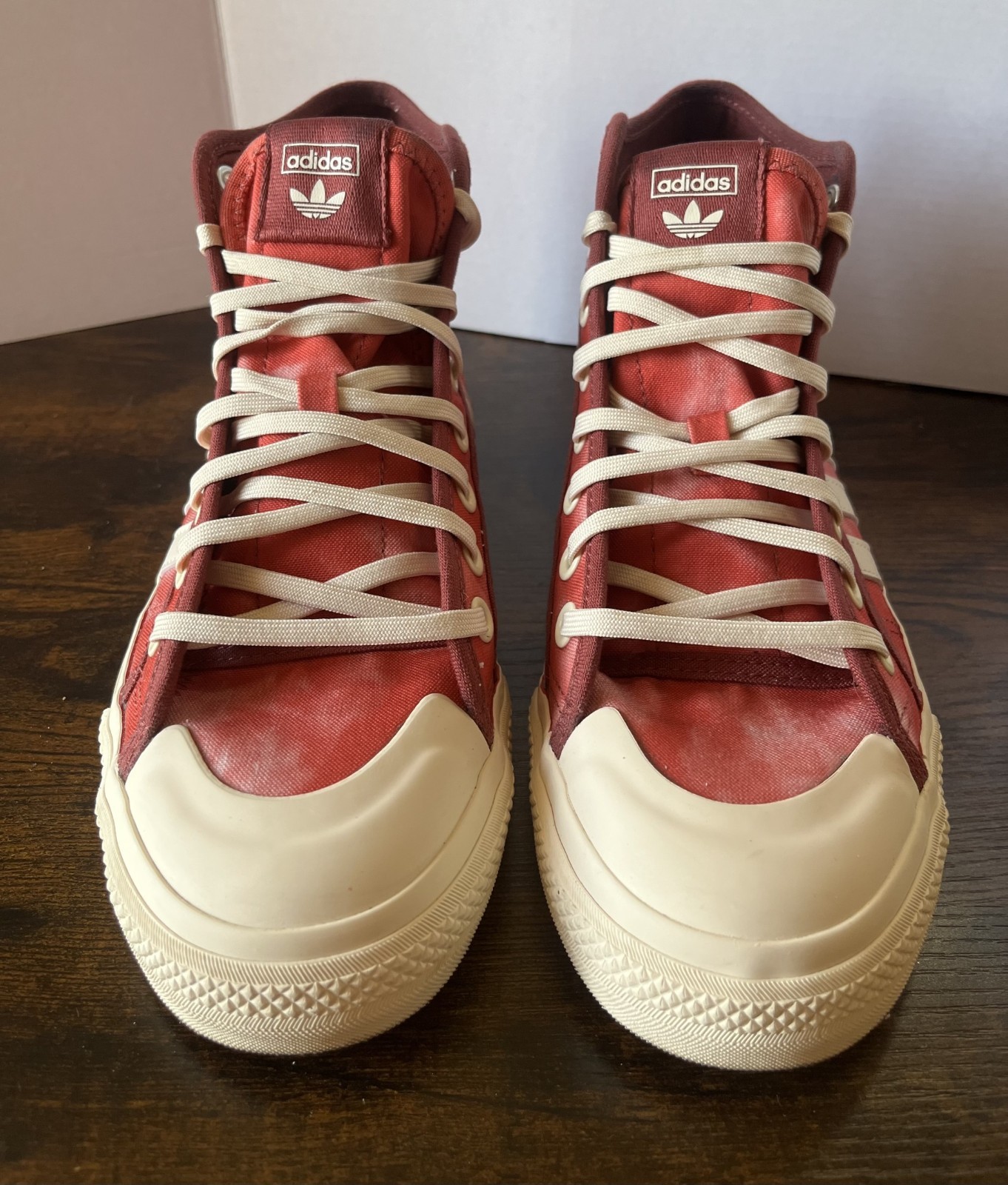 Adidas Nizza RF High Bleached Tie Die-SIZE 8.5 US-Red Wonder White