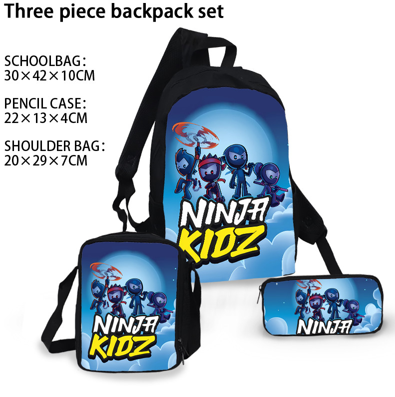 3pcs Set Ninja Kidz School Backpack Shoulder Bags Pencil Case Bag set kids bags