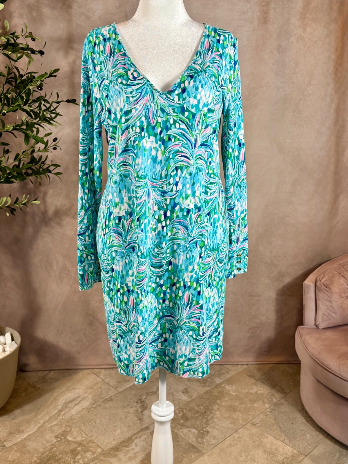 Lilly Pulitzer Davie Dress XL Emerald Isle Pineapple of My Eye Cotton Knit