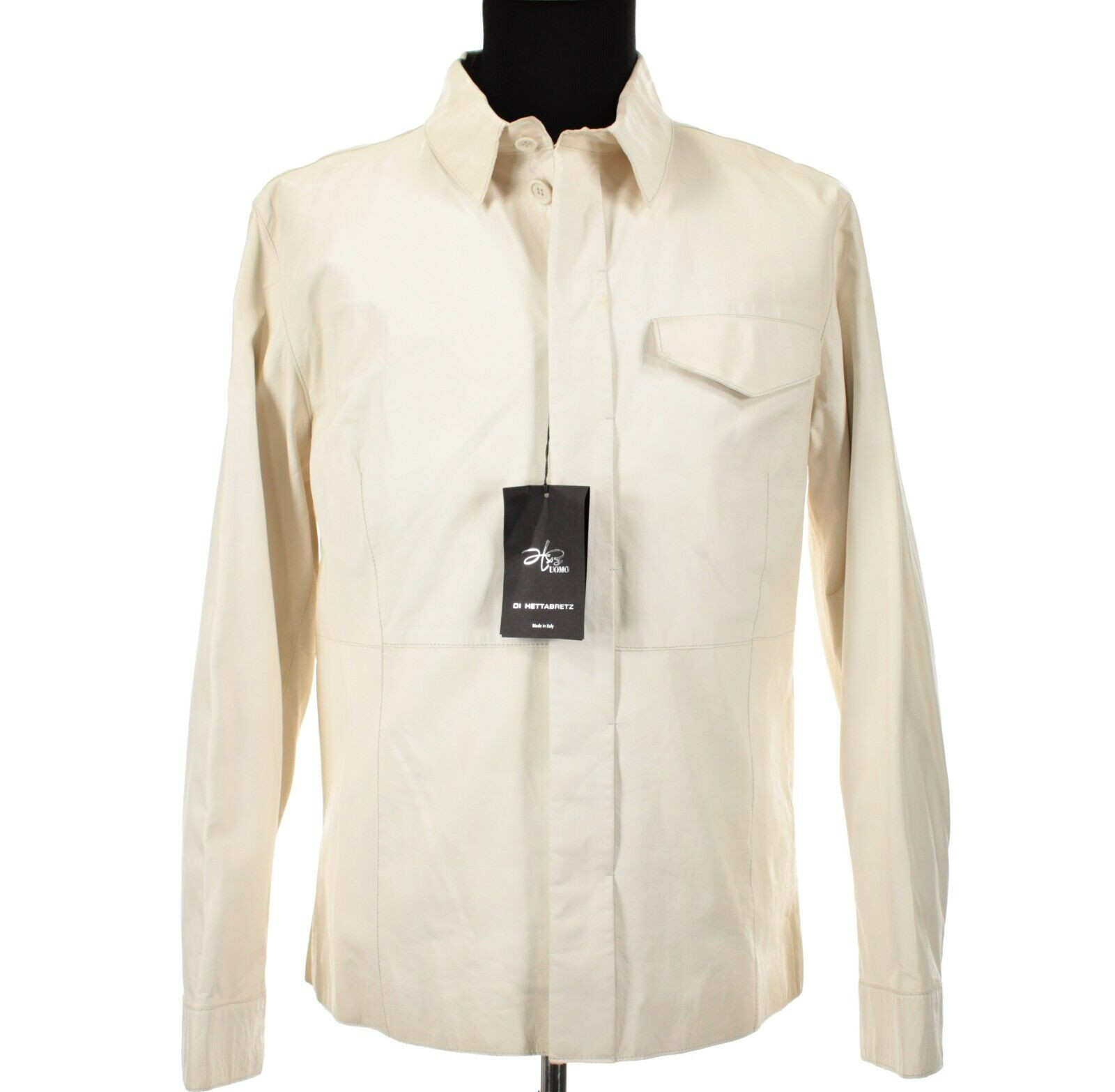 Hettabretz NWD 100% Calfskin Leather Jacket Size 50 (~ Small US) In Solid White