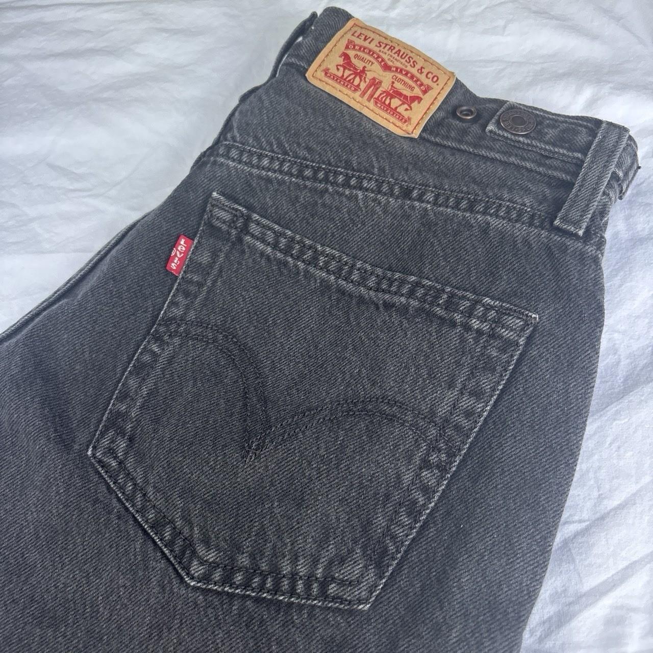 Levi’s Men’s Gray Dark Wash Denim Jeans Straight Leg Baggy Fit Mid Rise