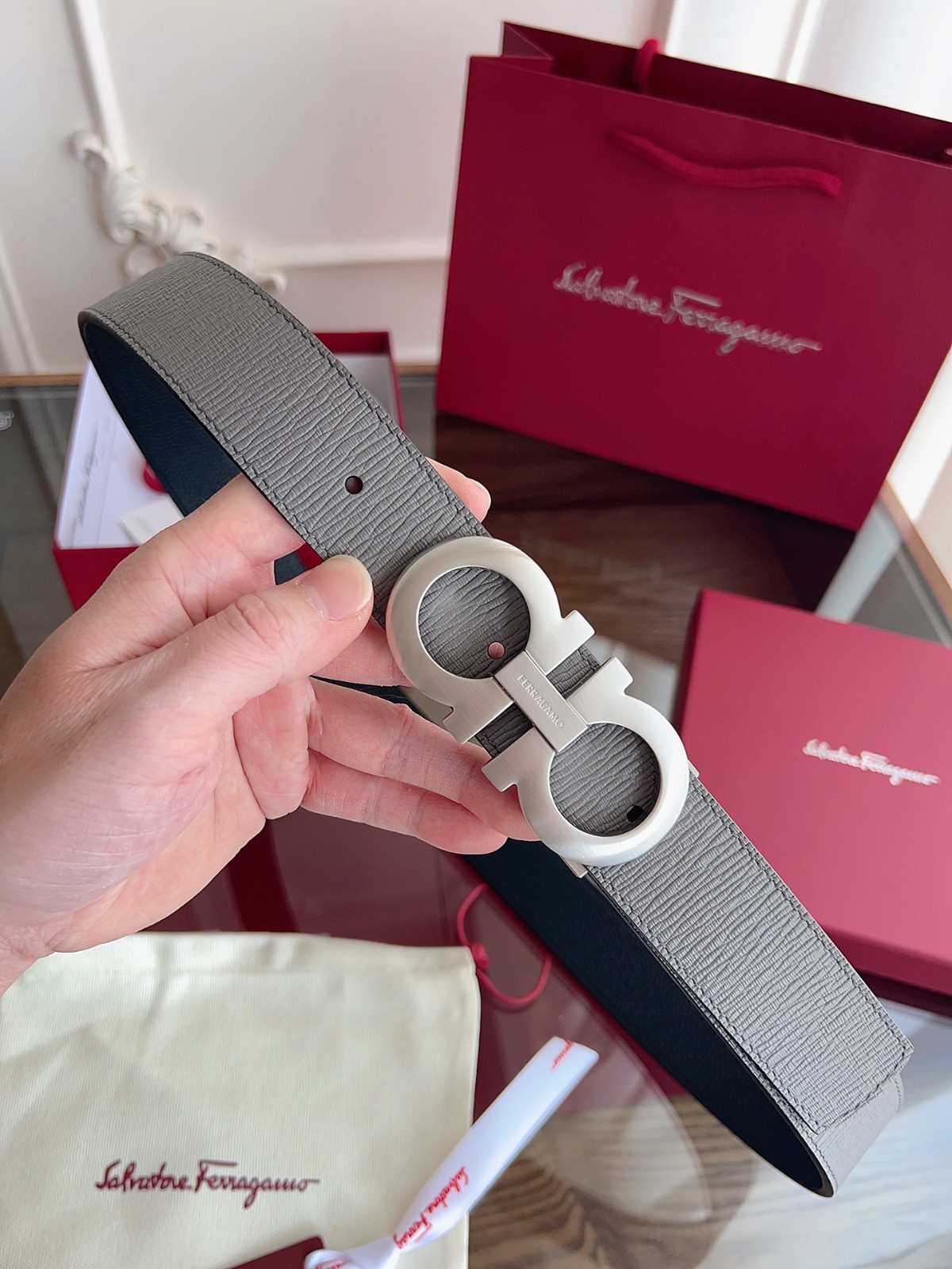 Salvatore Ferragamo Gancini Men’s Reversible Leather Belt