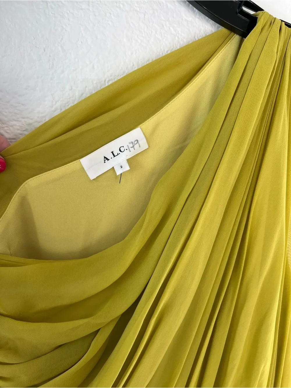 A.L.C. Drew Pleated One-Shoulder Maxi Dress in Cactus Blossom | Size 2 | $895