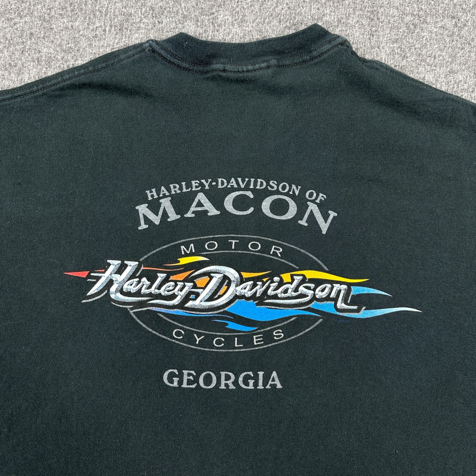 Harley Davidson Shirt Mens XL Black Tribal Macon GA Motorcycle Sword Dagger Tee