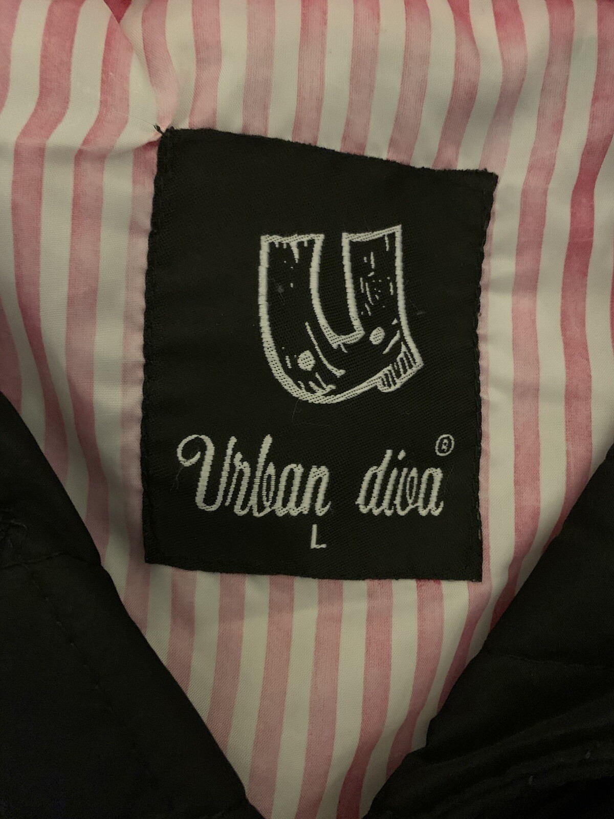 Quilted Button Up Belted Hooded Urban Diva Jacket Women’s Sz L Black