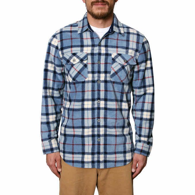 Freedom Foundry Men’s Button Up Plaid Fleece Shirt Blue Small NWT