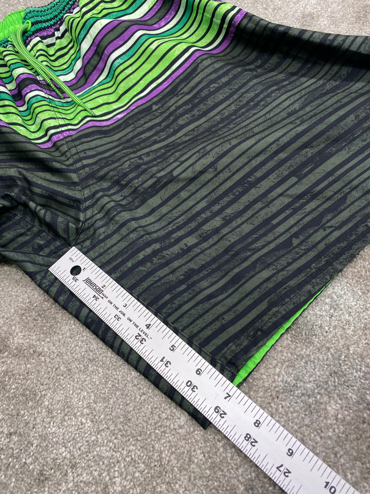 Nike Mens Volley Core Swim Shorts NESSB465-364 2XL Green Black Striped 6570