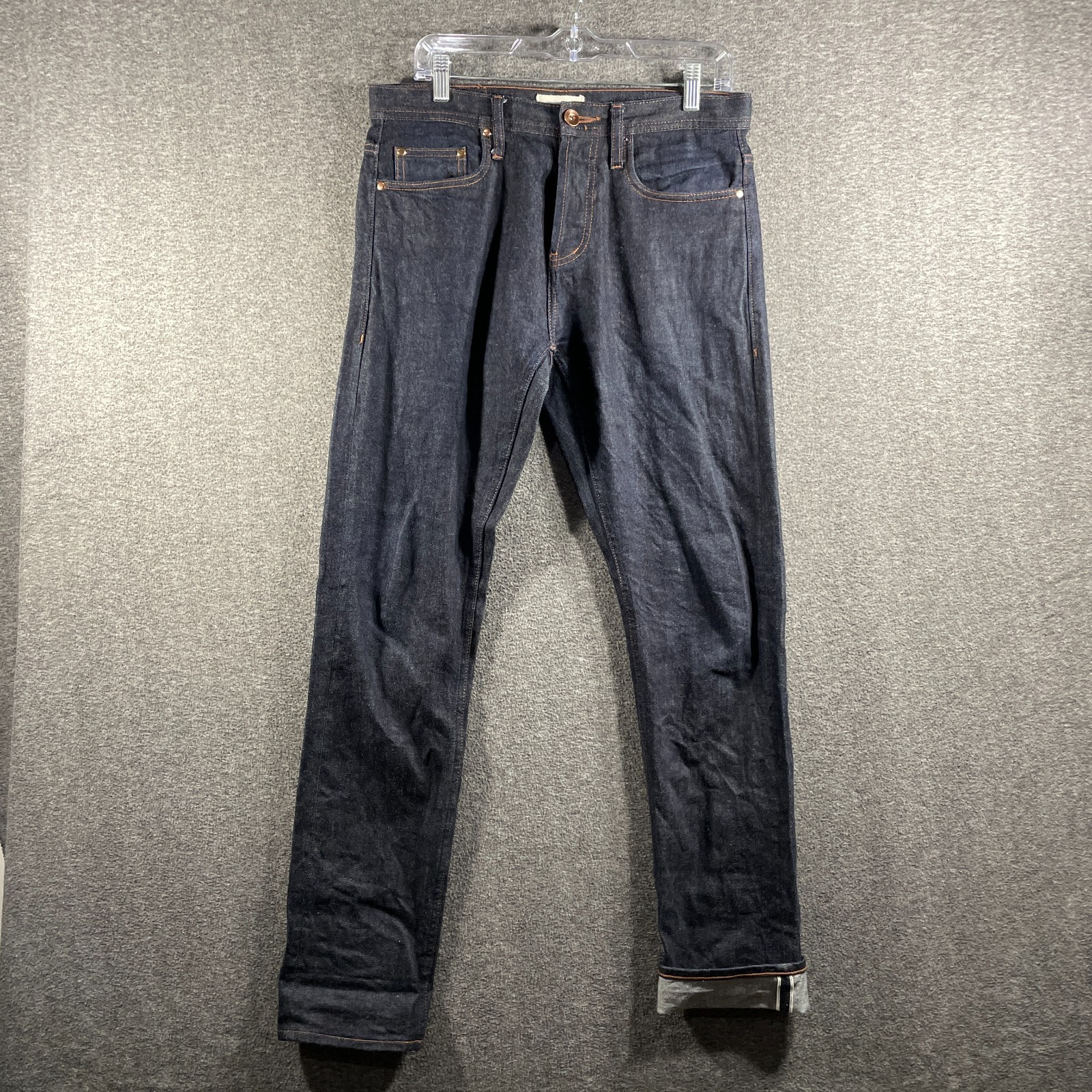 The Unbranded Brand UB222 Tapered Jeans Mens 32×32 Indigo Stretch Raw Selvedge