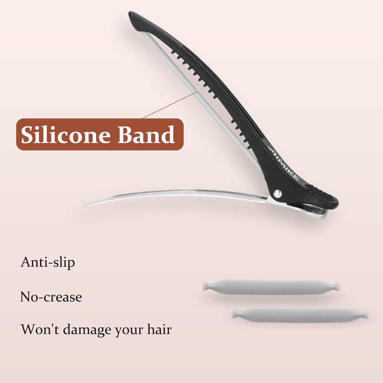 6pcs Professional Hair Clips for Styling Sectioning, Non Slip Black 4.3” Long