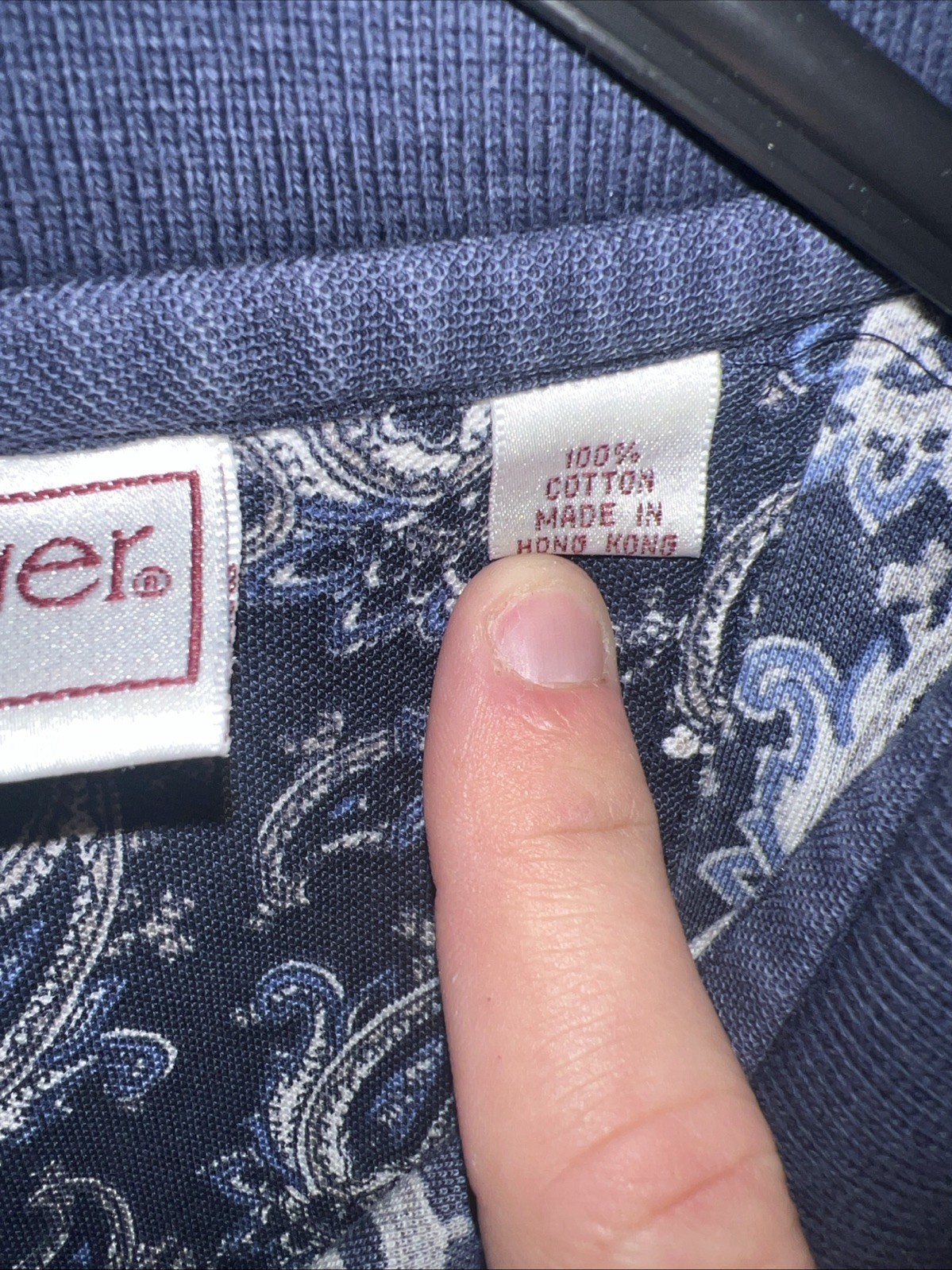 VTG Slazenger polo shirt Navy Blue With White And Blue Paisley Pattern XXL