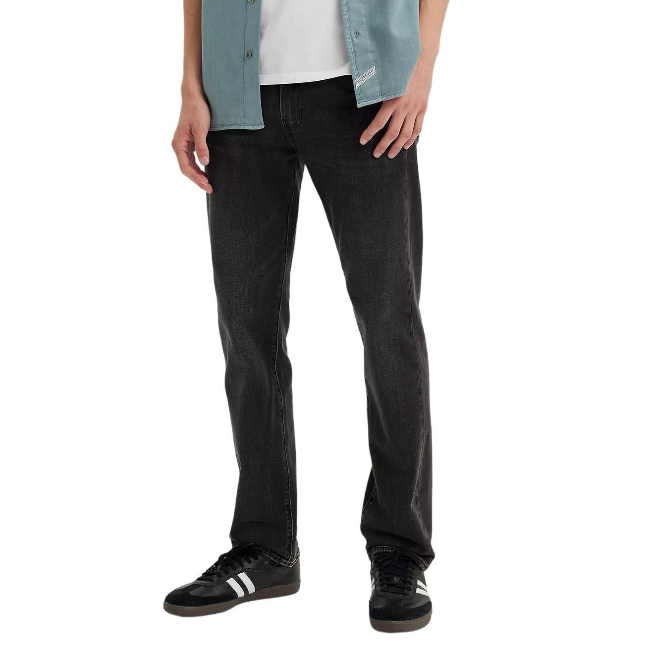 Levi’s Mens 505 Black Regular Fit Straight Leg Performance Cool Jeans Size 38×34