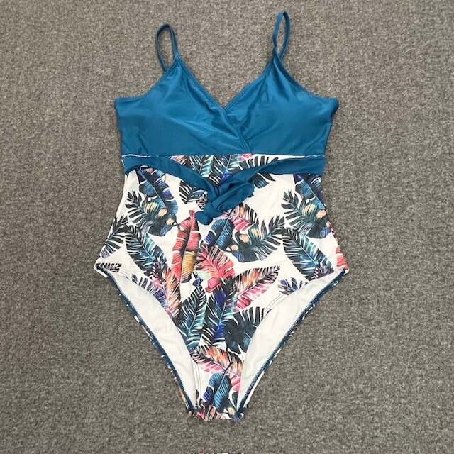 Shein 1-Piece Swim Suit Womens 0XL Blue White Floral – New