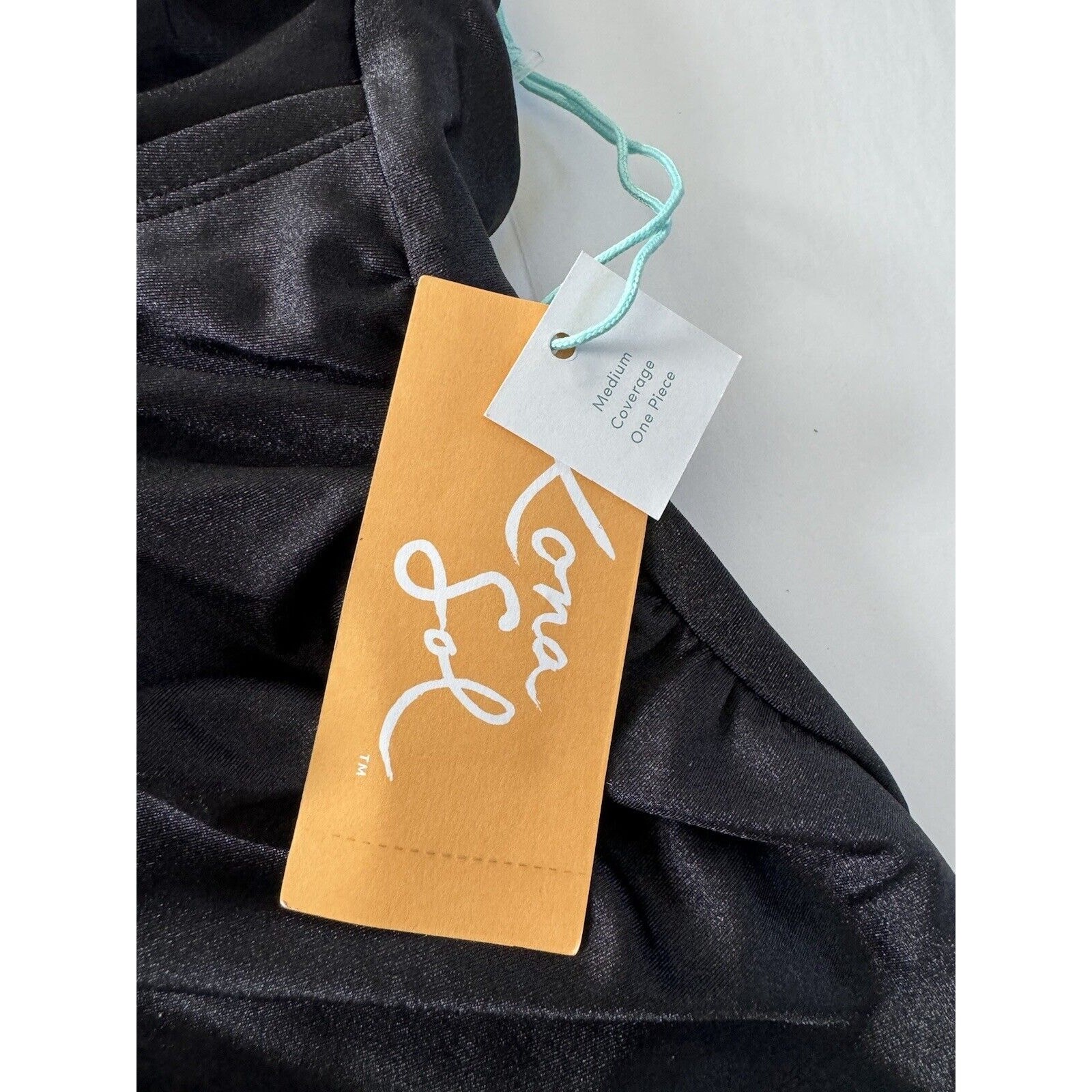 NWT Kona Sol Medium Black $40 Double Ring CutOut Halter One Piece Swimsuit #7247