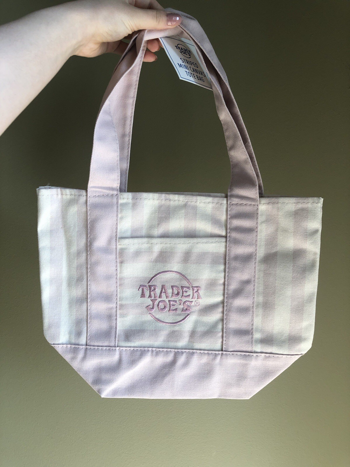 Trader Joe’s Limited edition Pastel Pink & White Striped Mini Canvas Tote