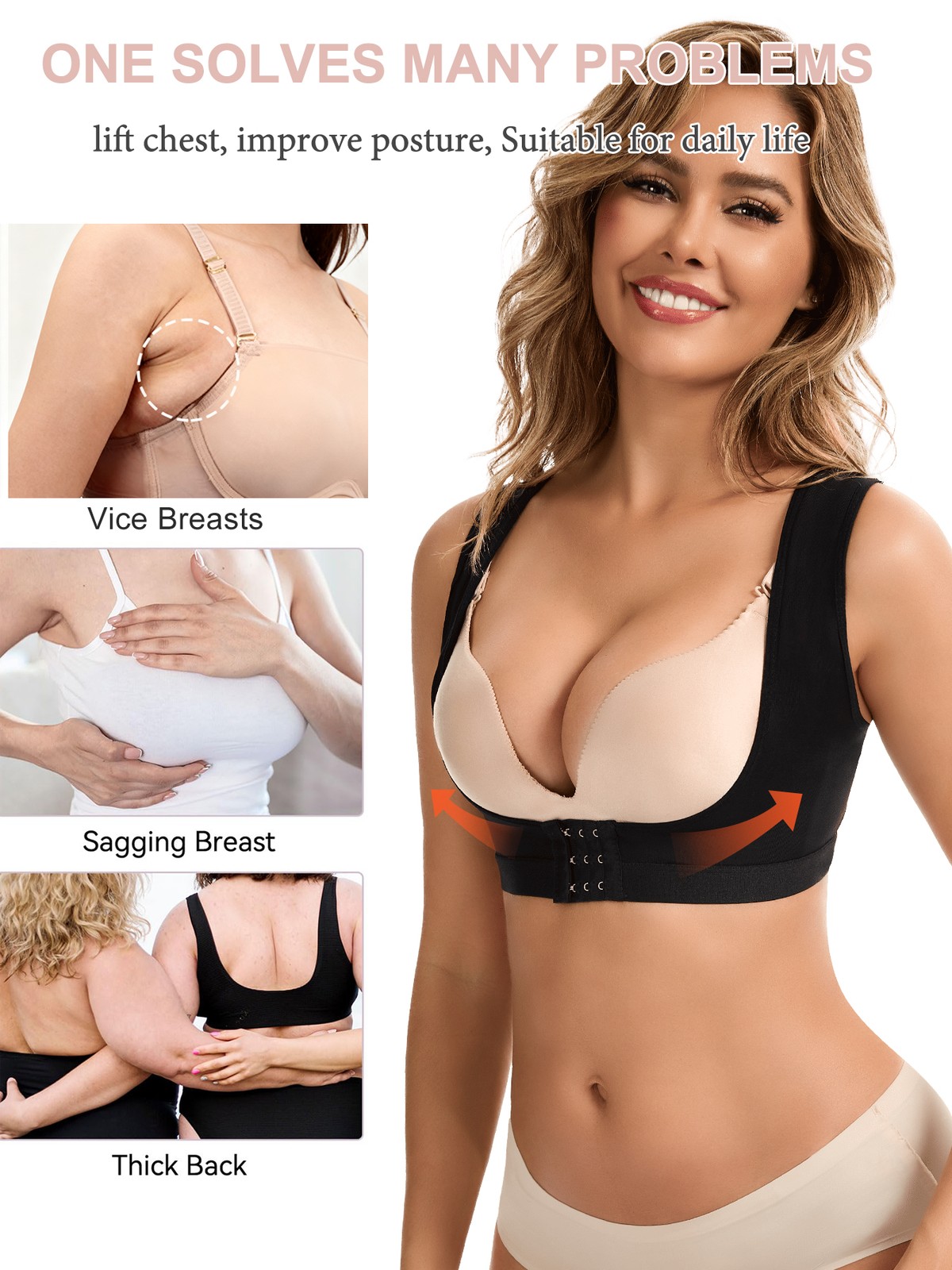 Faja De Compresion Para Mujer Talladora De Top Corrección Postural Push Up Bust