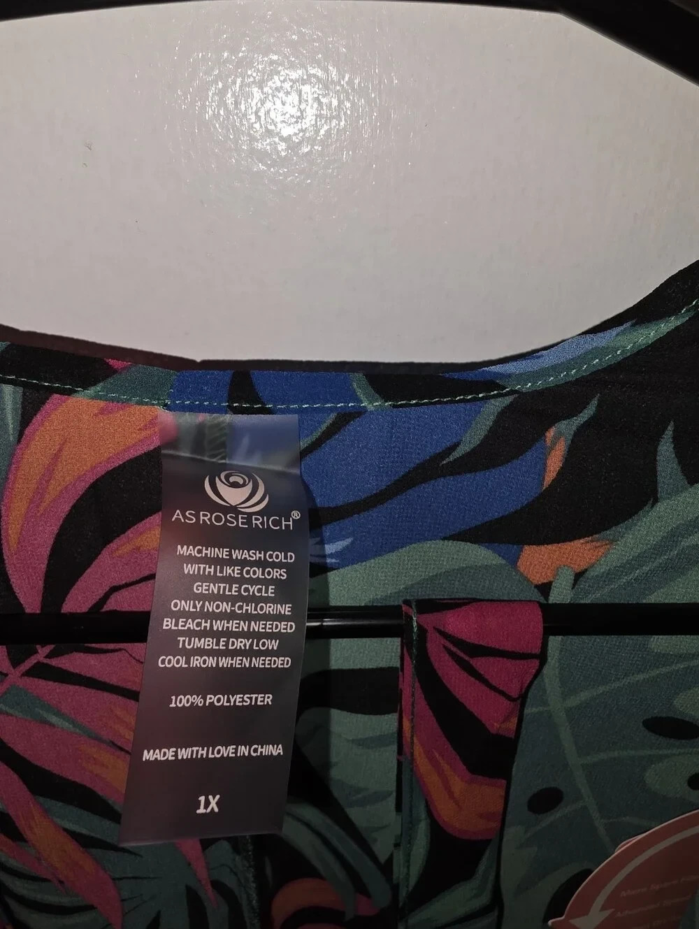Women’s AS Rose Rich Tropical Leaf Print Swim Cover Black Green Blue Coral Size
