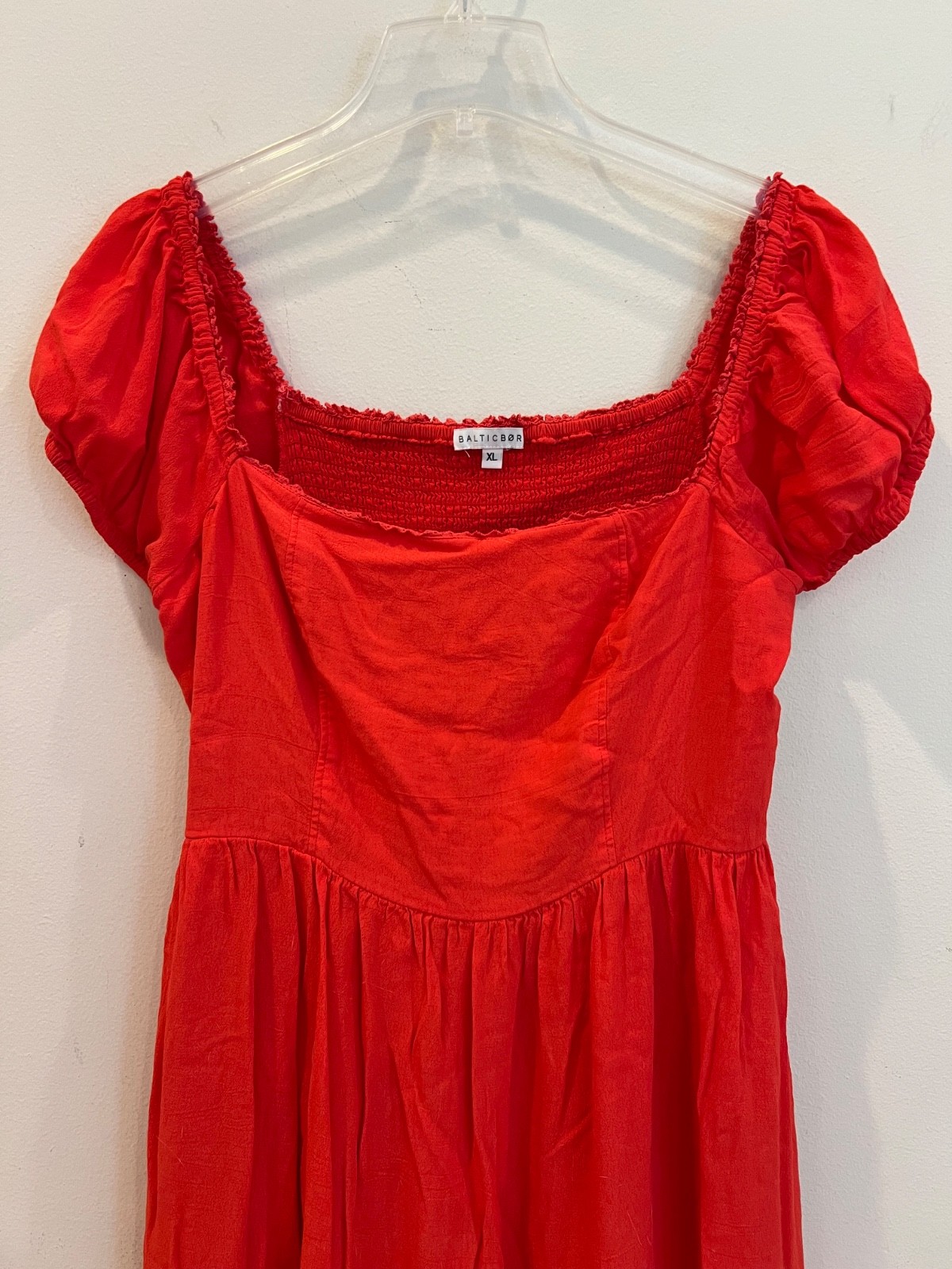 Baltic Born Dress Extra Large Ilona Cherry Red Maxi Puff Sleeve Tiered Lined