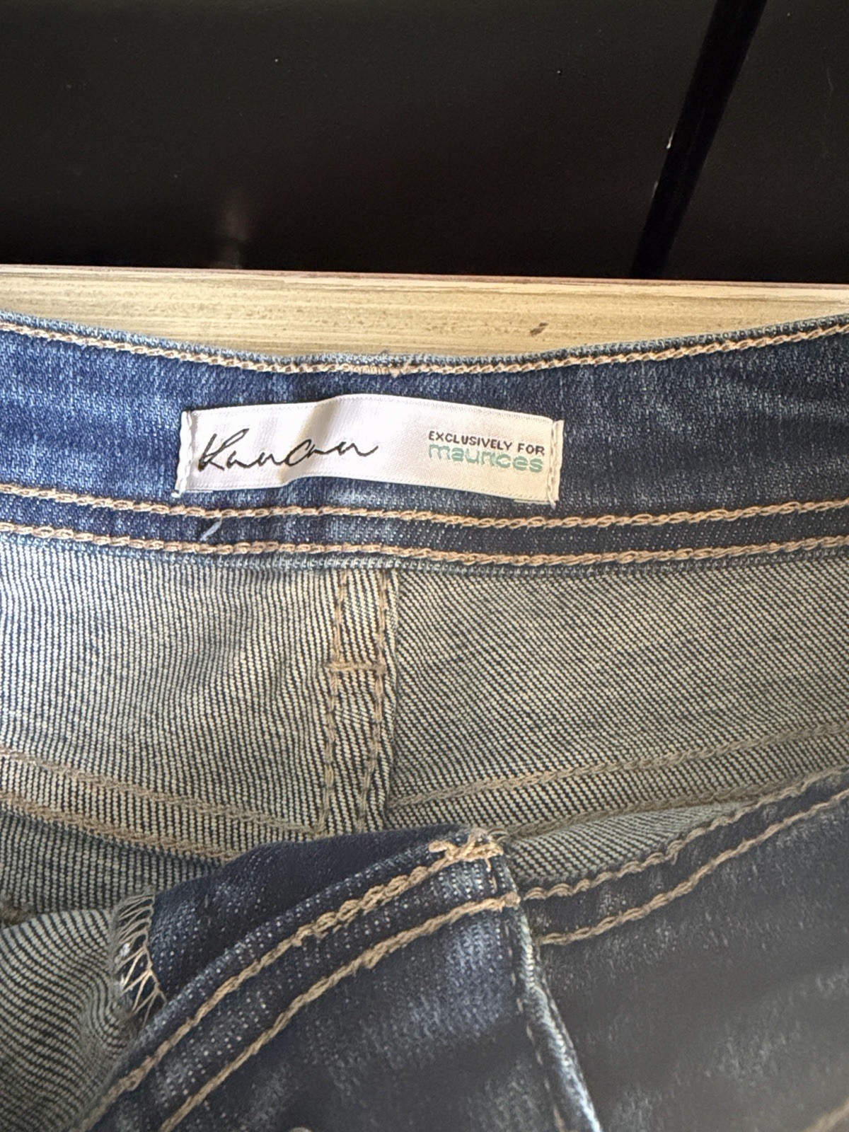 KanCan Women’s Flared Jeans Blue Medium Wash Denim Distressed 5-Pocket