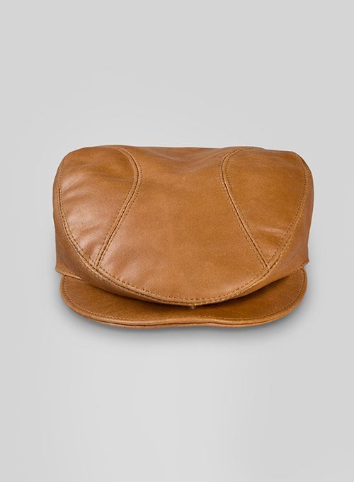Men’s Genuine Leather Canberra Tan Cap Biker Style Head Wrap Skull Hat Handmade