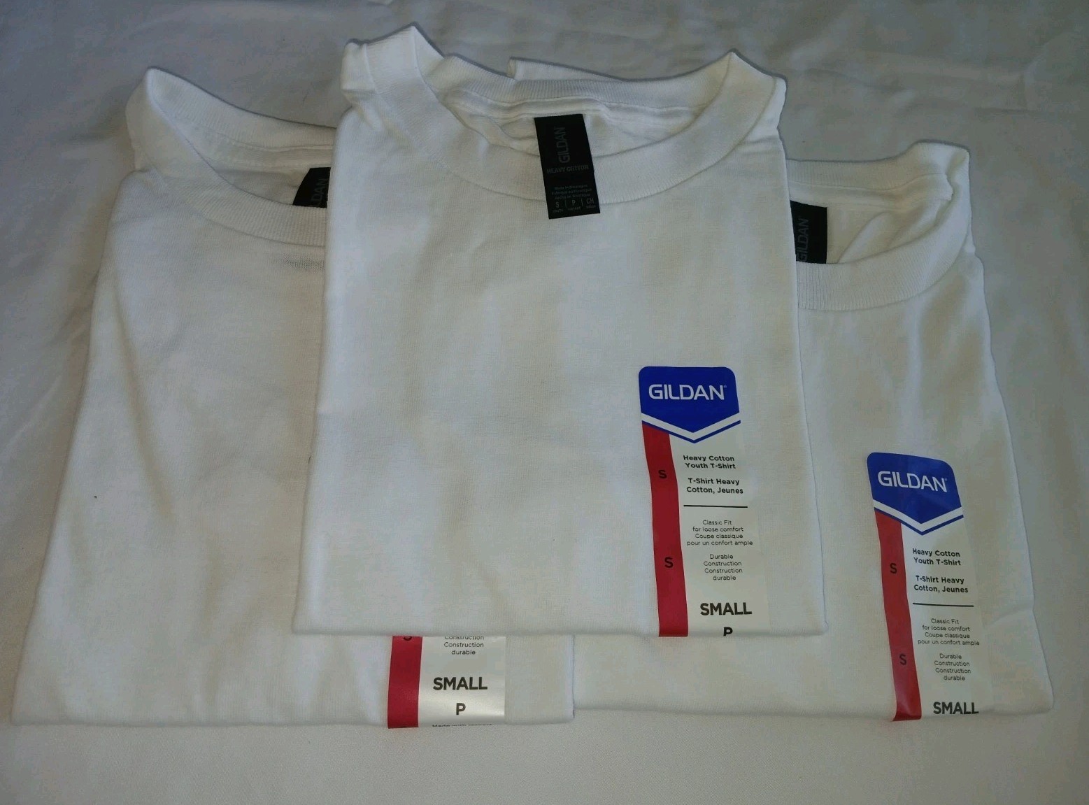 Gildan Youth Heavy Cotton T Shirt Casual Plain White G5000B LOT OF 3 Craft Dye