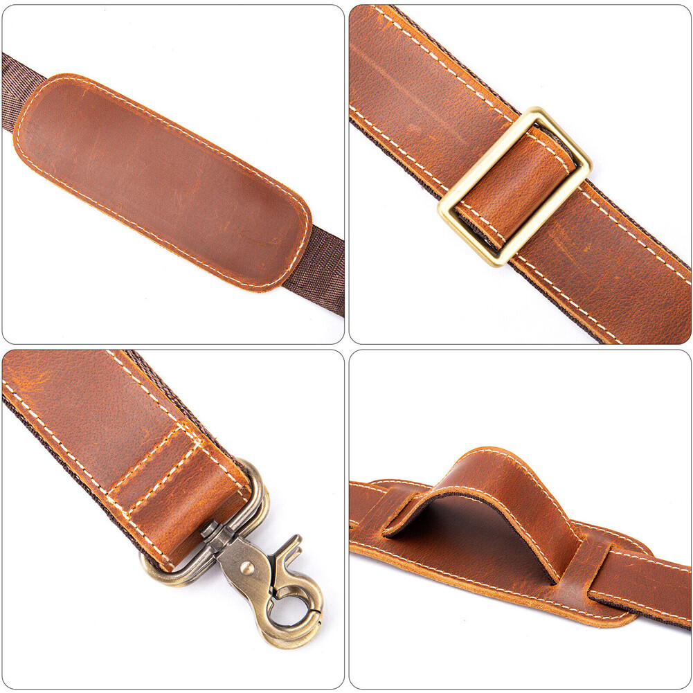 Genuine Leather Replacement strap Adjustable for Briefcase Luggage Messenger Bag