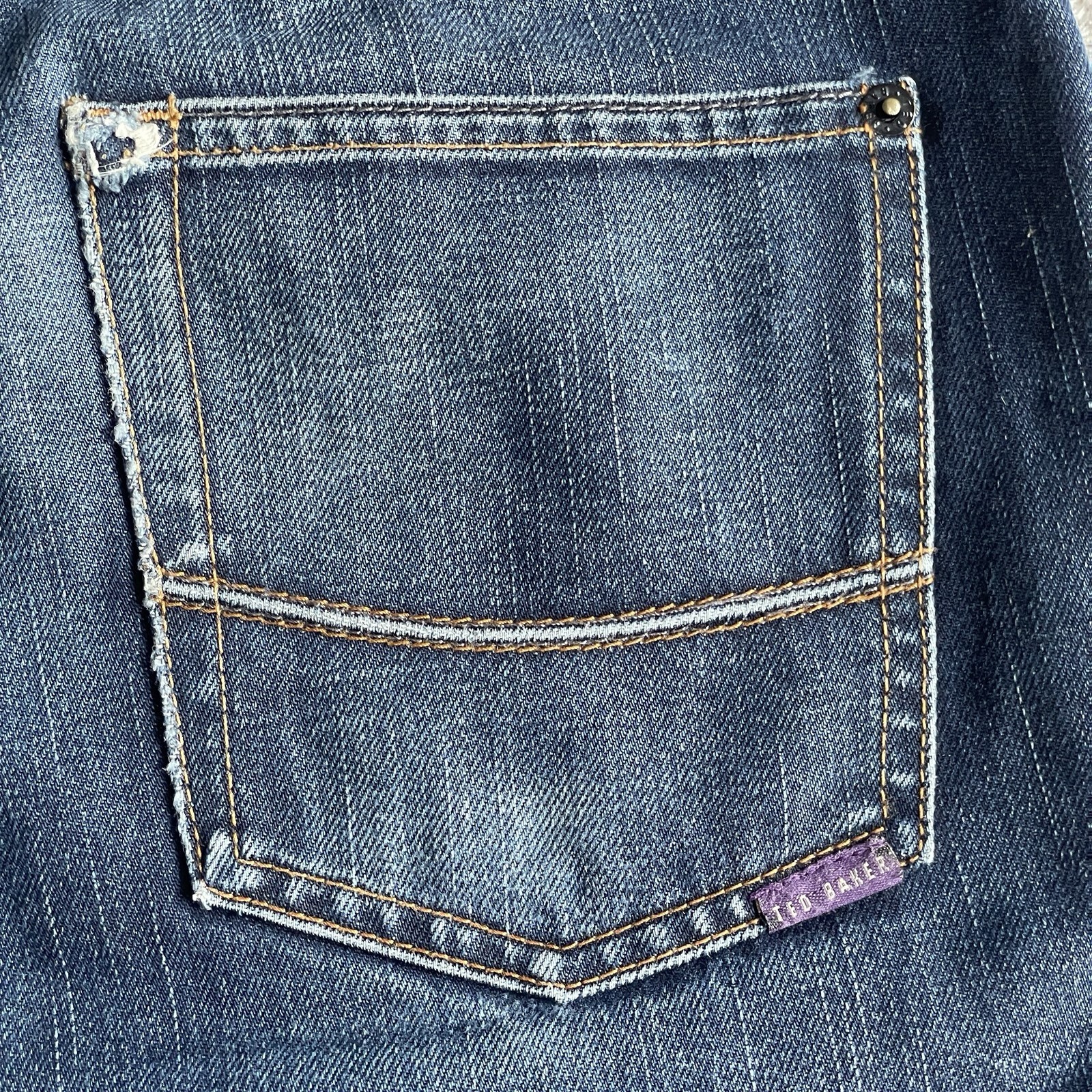 Ted Baker Tinned Sardines Denim Shorts Mens Waist 30 Blue Rolled Hem Preloved