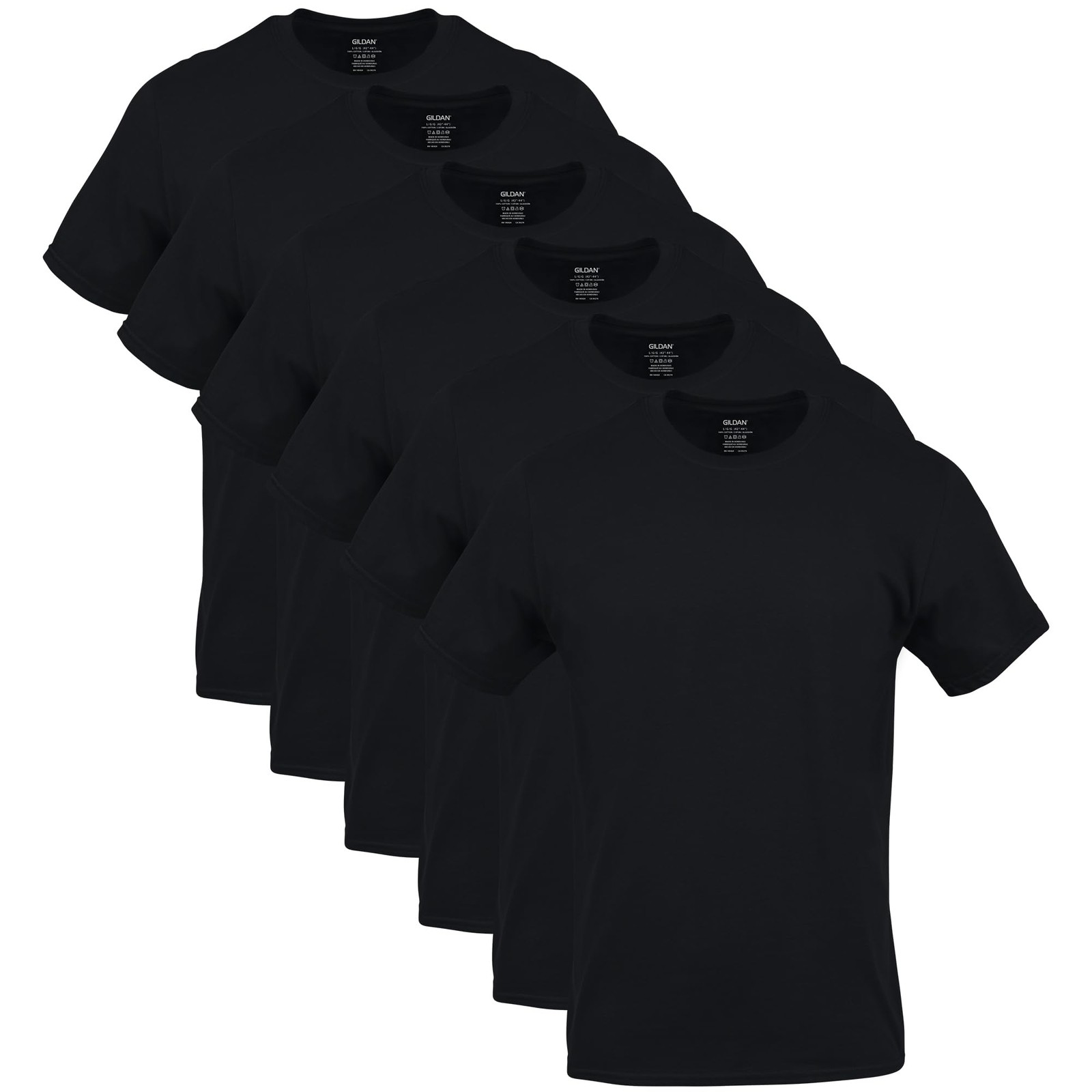 Gildan Men’s Crew T-Shirts, Multipack, Style G1100, XX-Large, Black (6-pack)