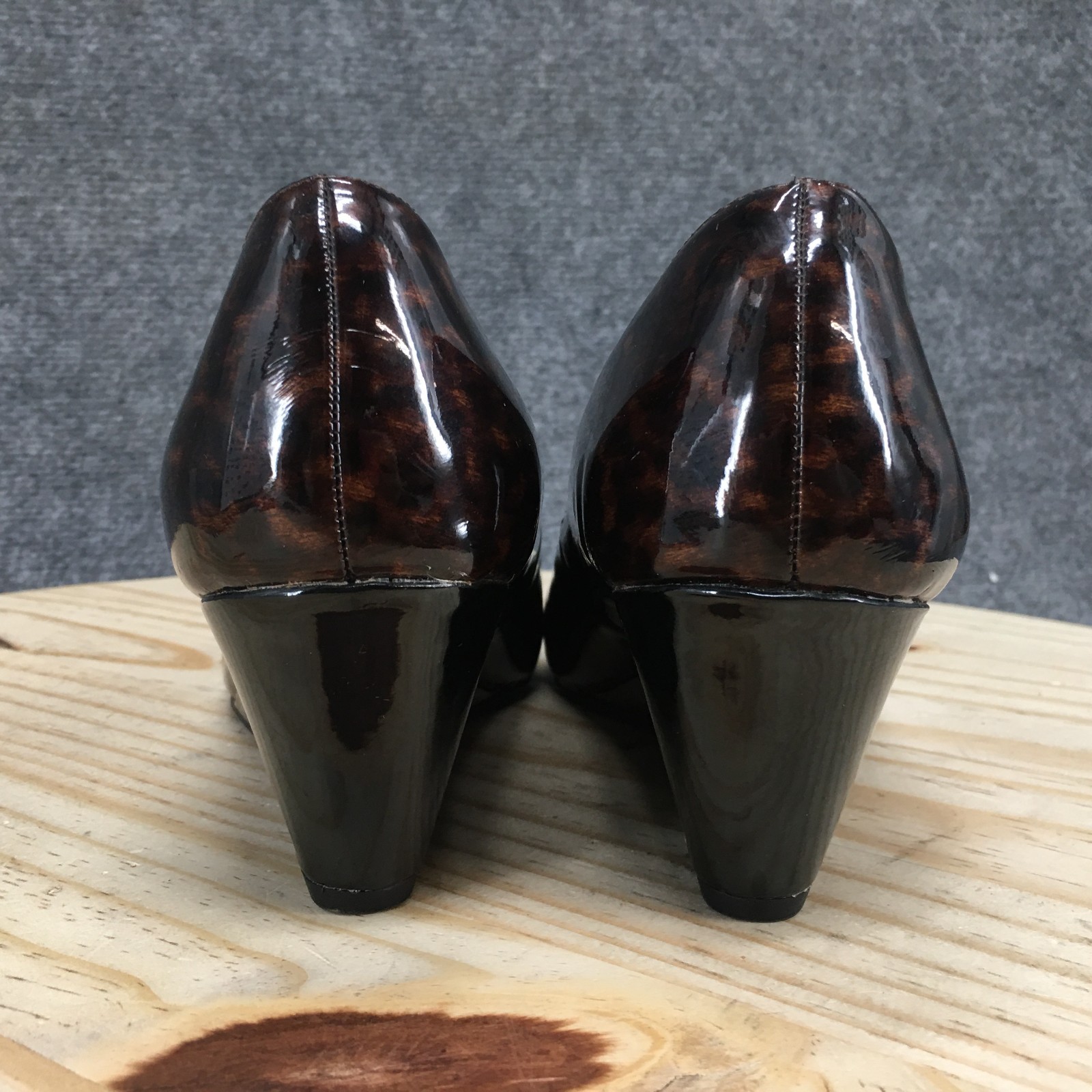 Comfort Plus By Predictions Heels Womens 9.5 Dress Peep Toe Wedge Pumps Brown