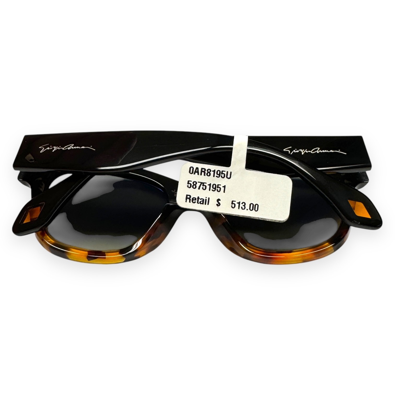 Giorgio Armani Sunglasses AR 8195U Polished Black Brown Yellow Havana w/case