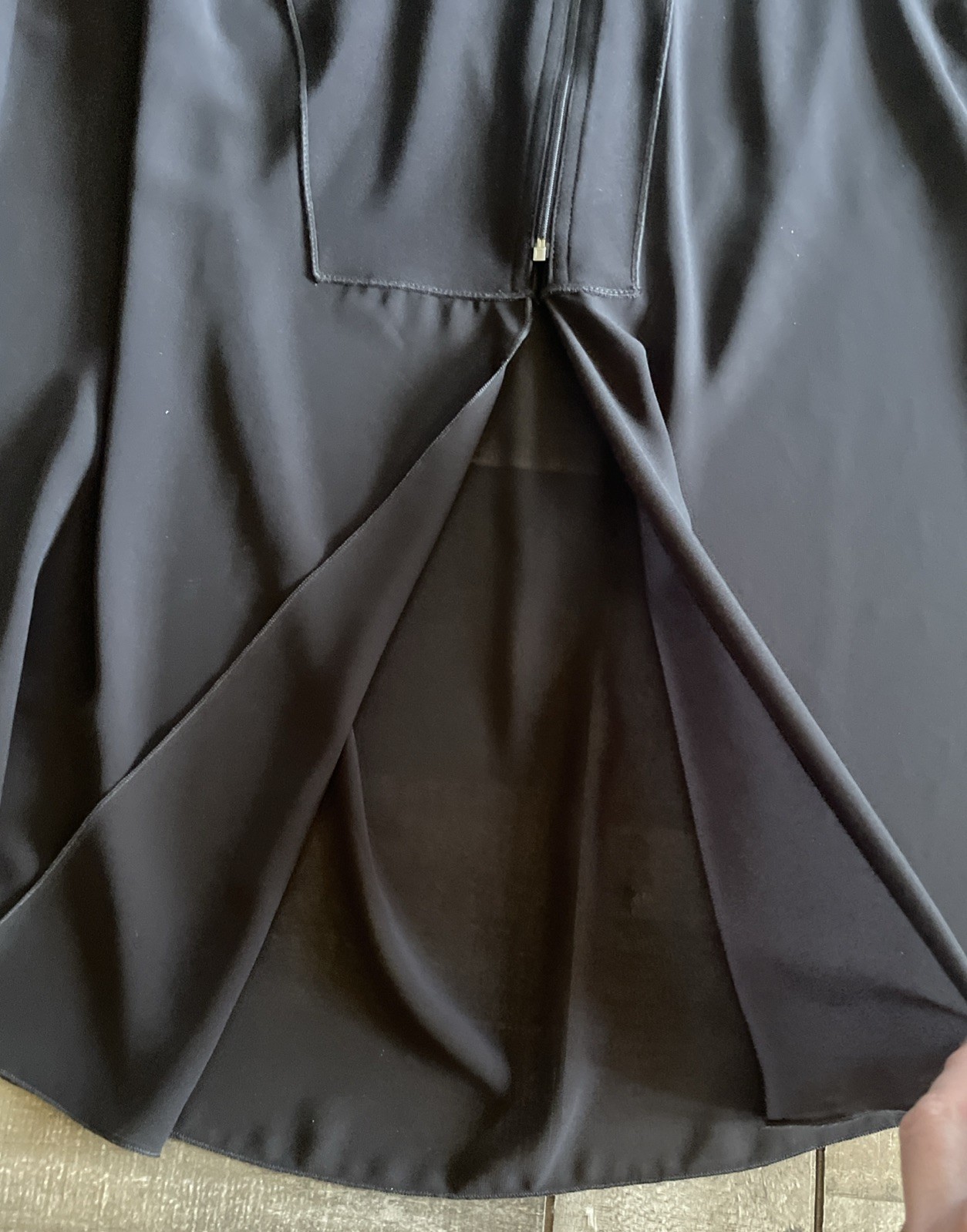 Joseph Ribkoff Asymmetrical Black Sheer Tunic Blouse Size 8 Med Zip Panel Flowy
