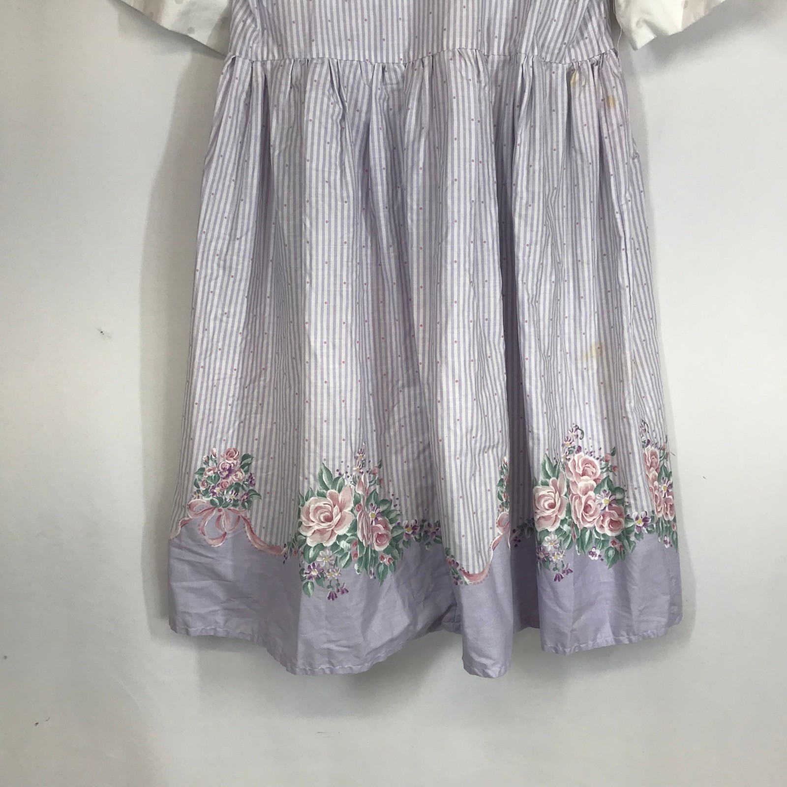 Homemade Kids Girls Vintage Pastel Striped Floral Dress