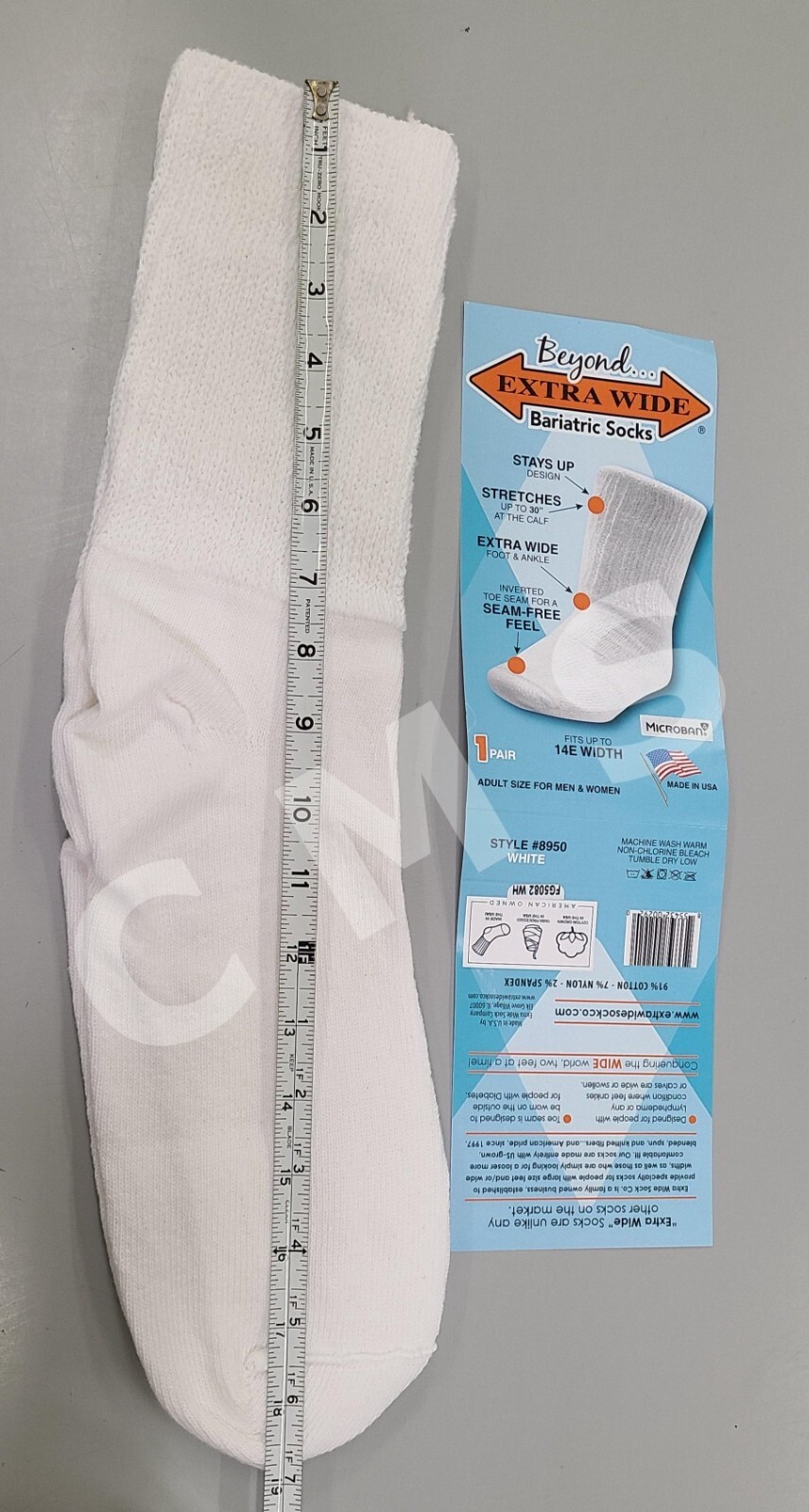 Beyond EXTRA-WIDE Bariatric Socks Adult Unisex Size 30″ Stretch Black or White