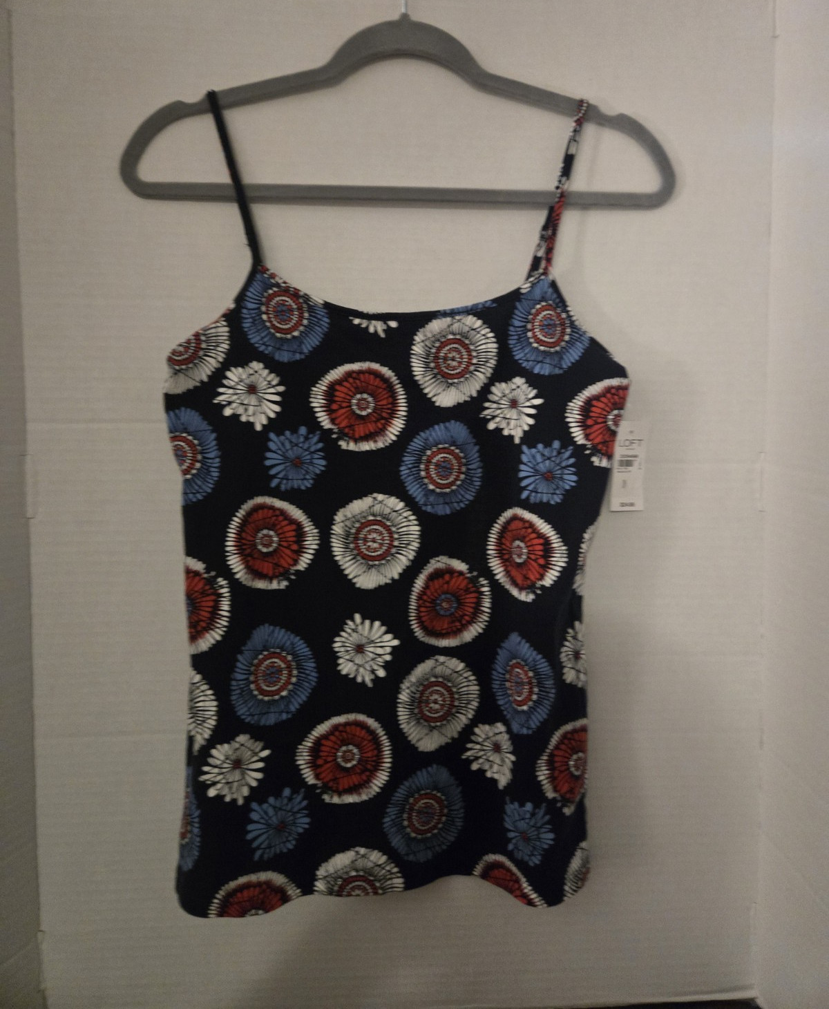 LOFT Outlet Women’s Blue Multicolor Floral Scoop Neck Spaghetti Strap Tank M
