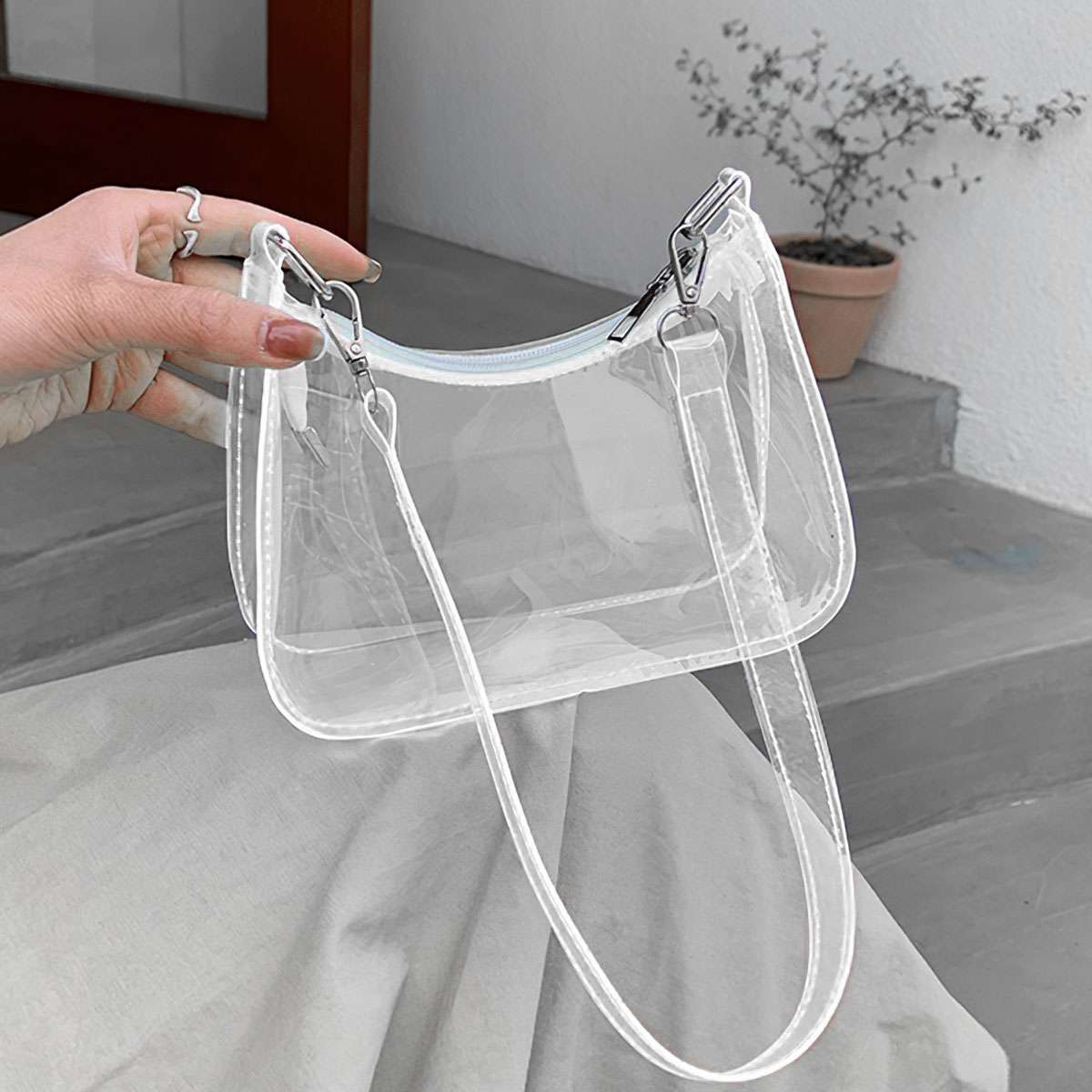Women Mini Transparent Bag PVC Stadium Approved Sports Handbag Purse Zipper