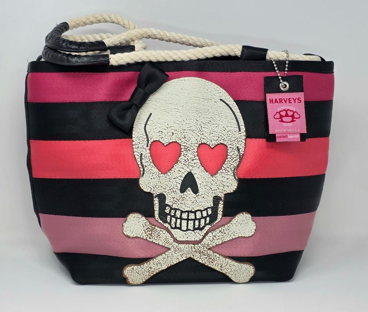 EUC HARVEY SKULLITA SKULLY TOUGH LOVE ROPE TOTE SKULL PURSE~ FREE US SHIP