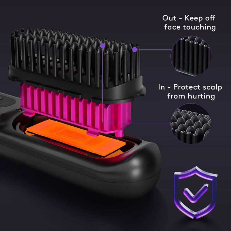 2 In 1 Straight Hair Comb Wireless Hair Straightener Brush Hair Fast Heating Por